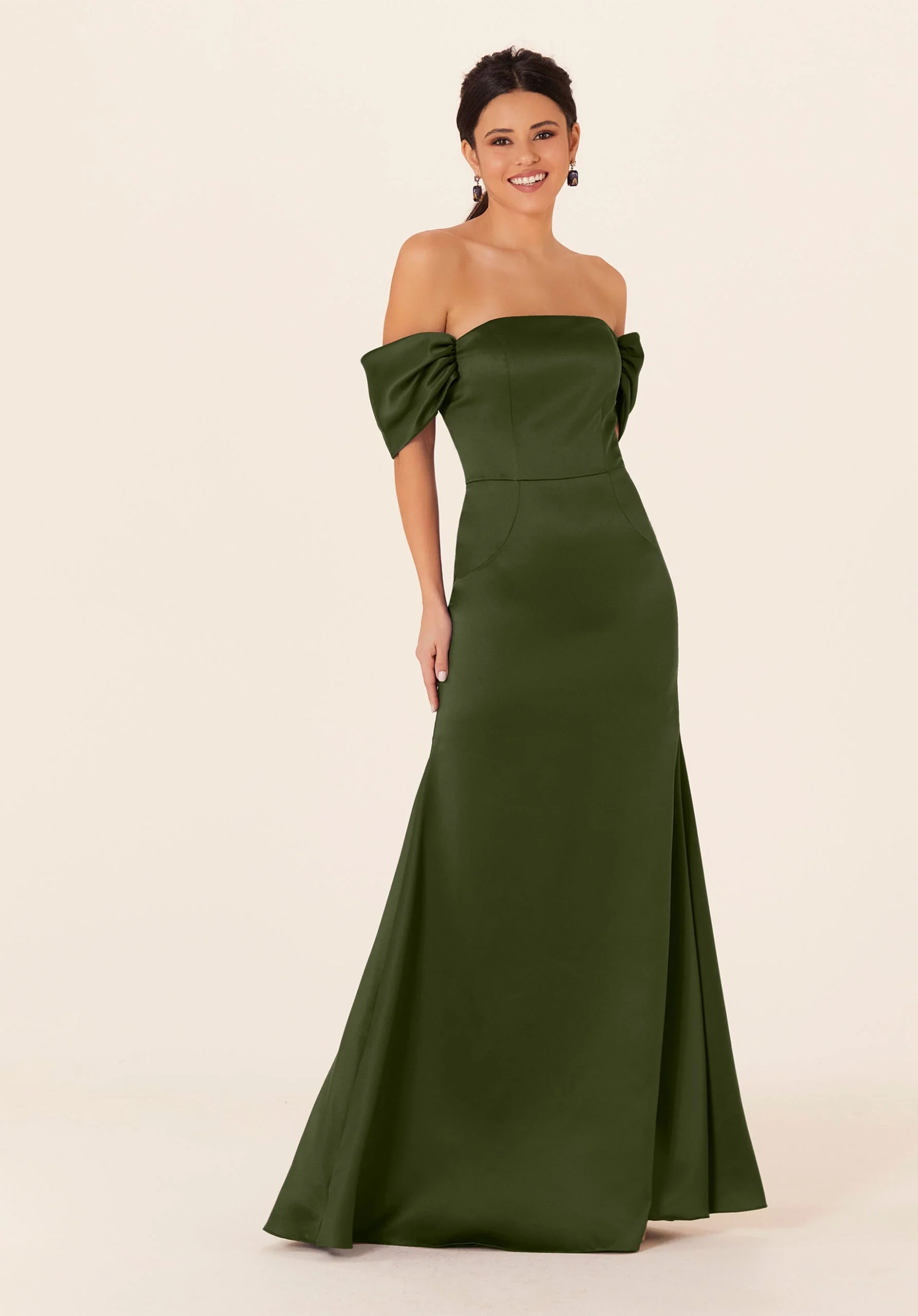 Off The Shoulder Satin Bridesmaid Dress - Image 28