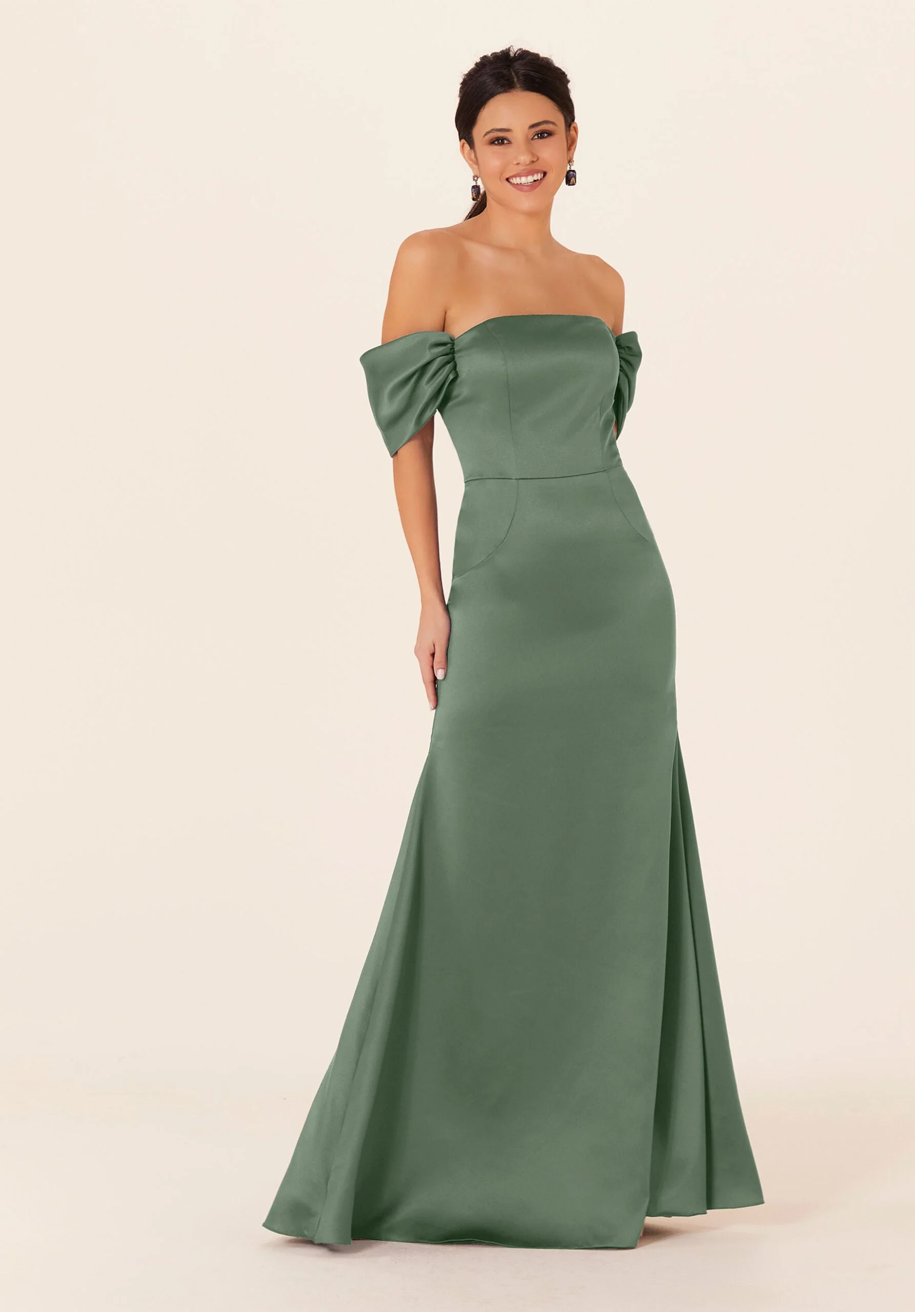 Off The Shoulder Satin Bridesmaid Dress - Image 34