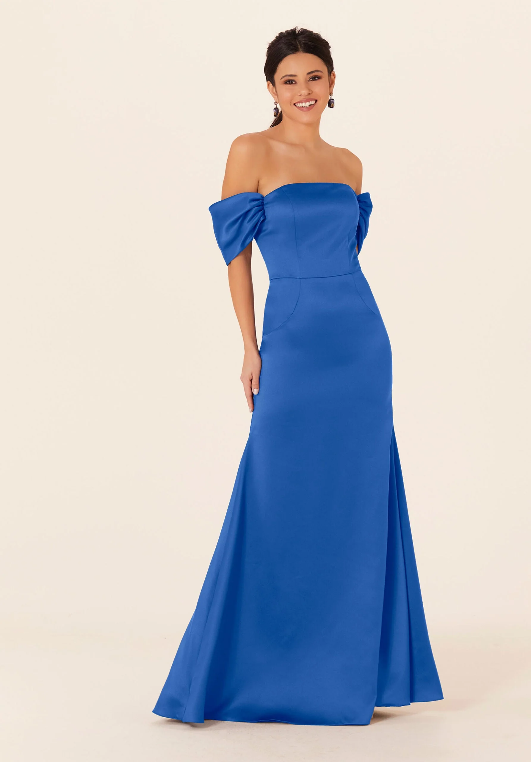 Off The Shoulder Satin Bridesmaid Dress - Image 39
