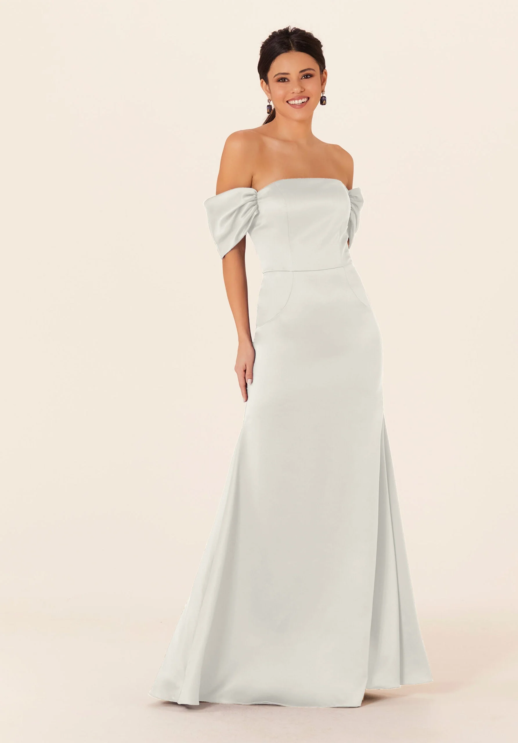 Off The Shoulder Satin Bridesmaid Dress - Image 4