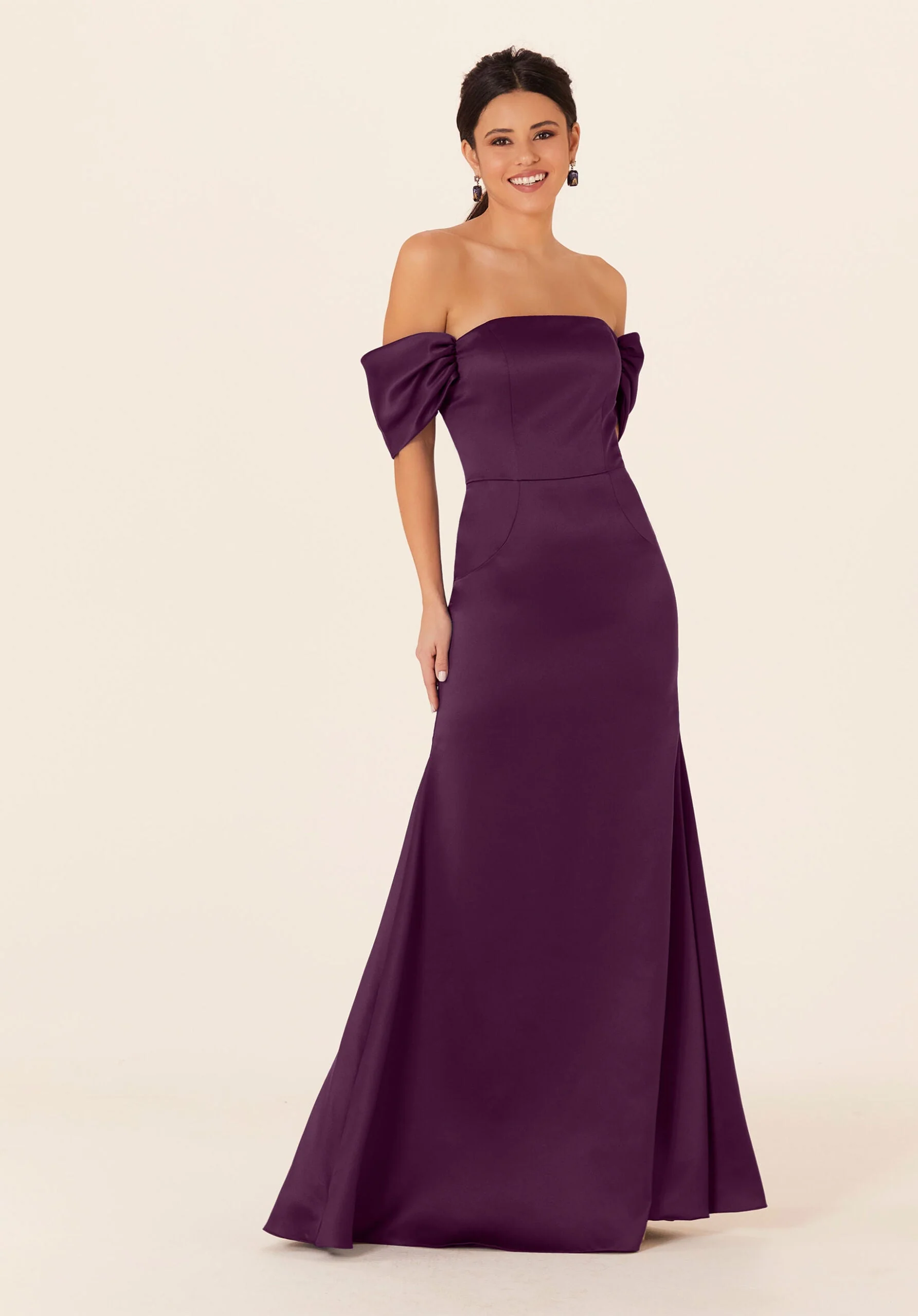 Off The Shoulder Satin Bridesmaid Dress - Image 47
