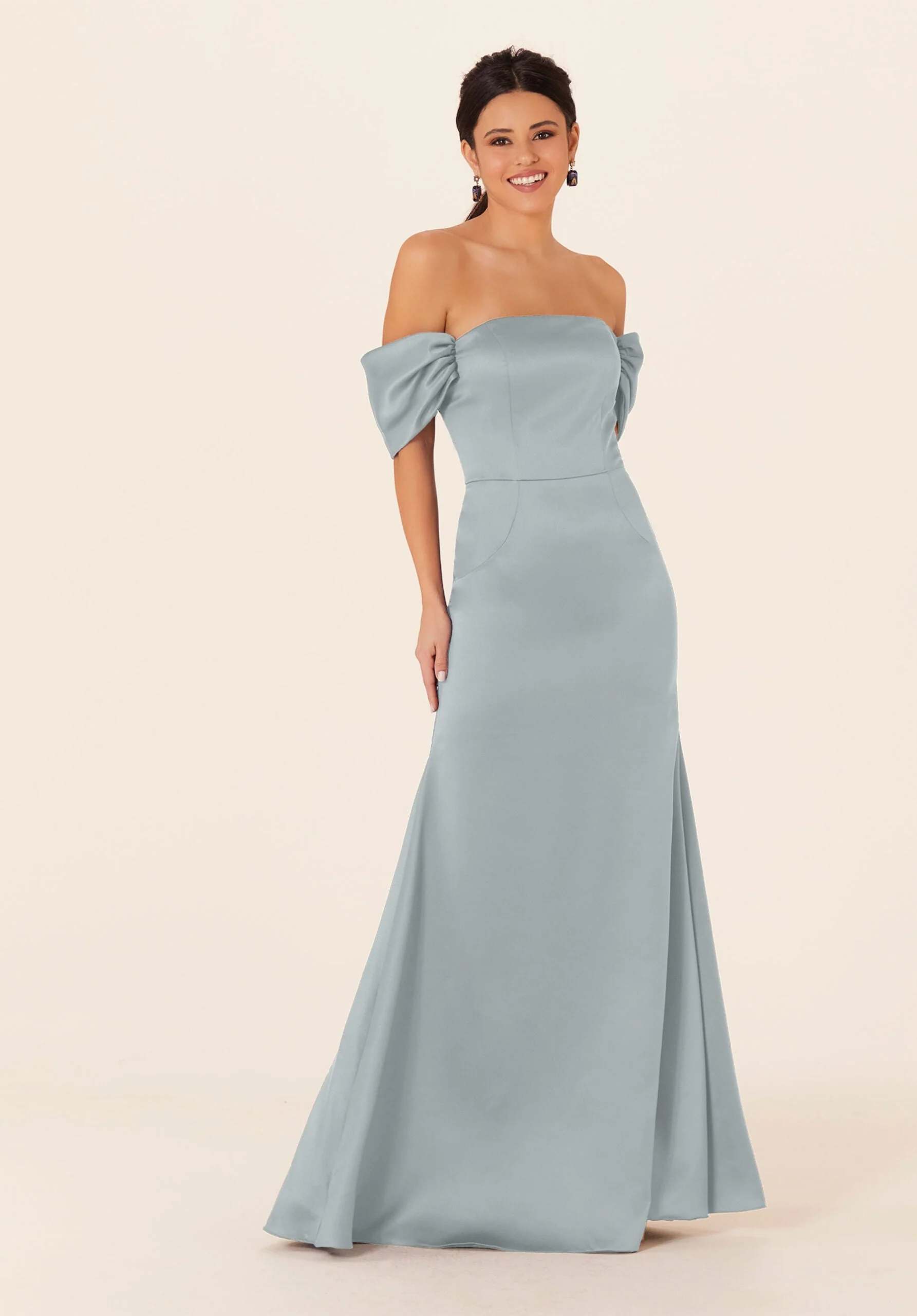 Off The Shoulder Satin Bridesmaid Dress - Image 52
