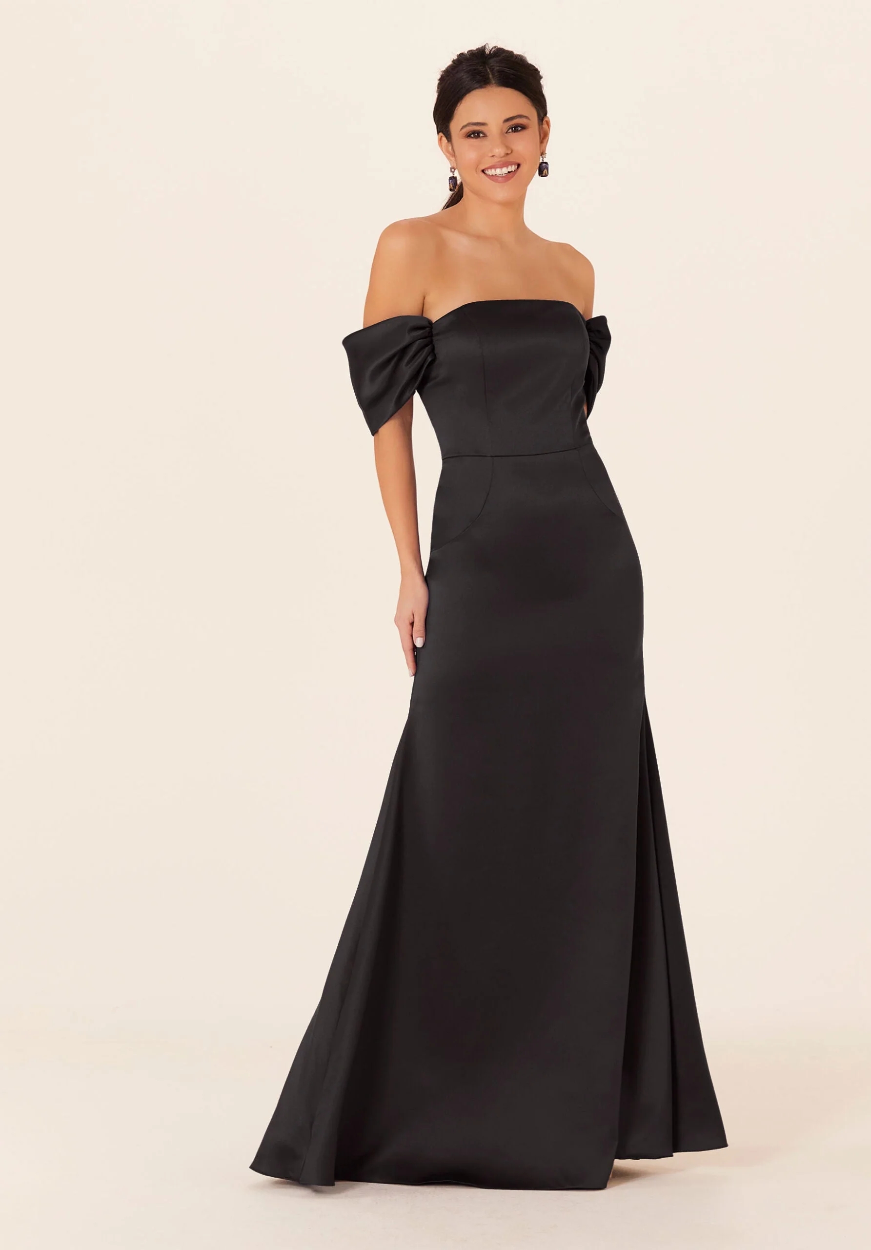 Off The Shoulder Satin Bridesmaid Dress - Image 54