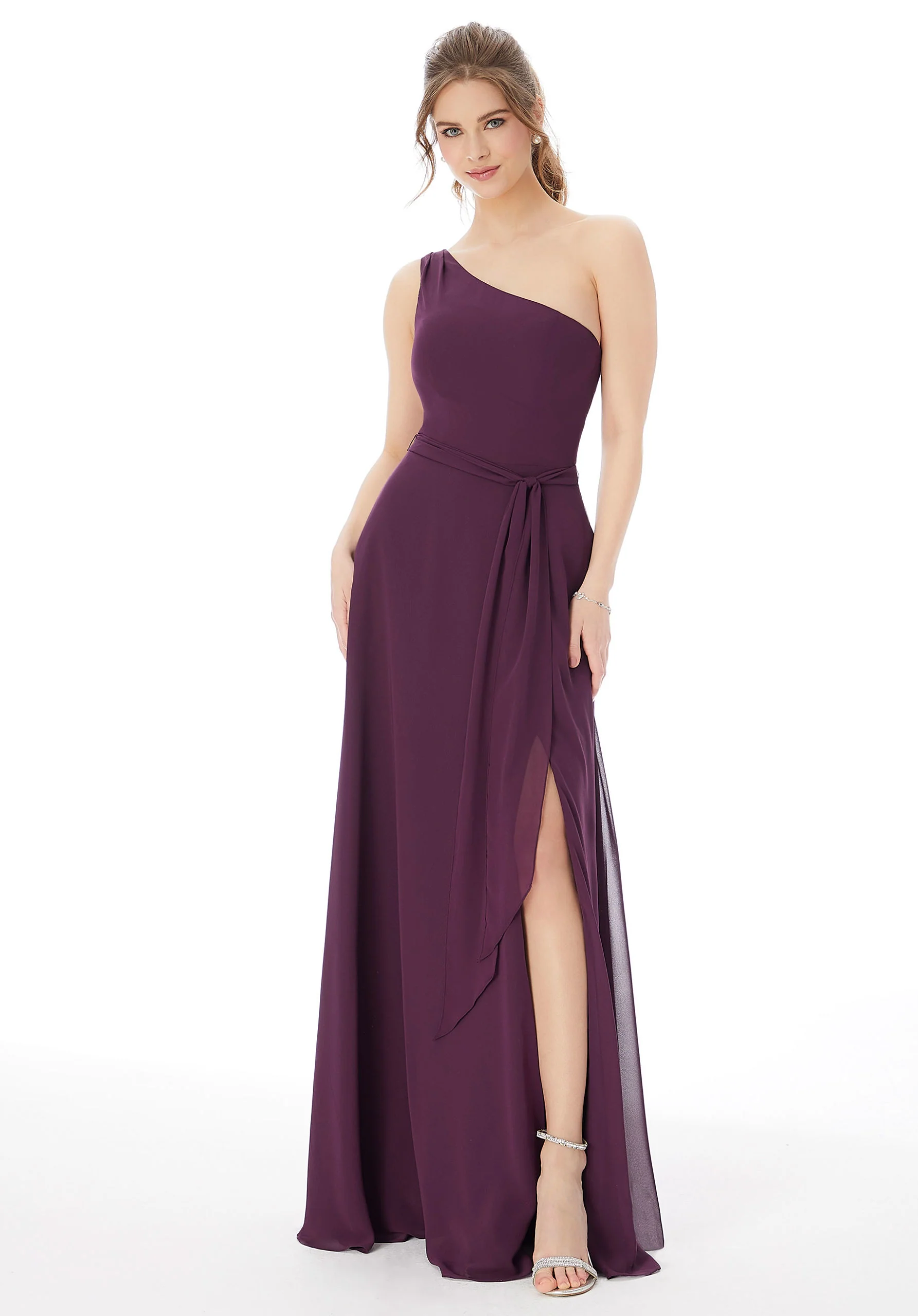 One Shoulder Chiffon Bridesmaid Dress
