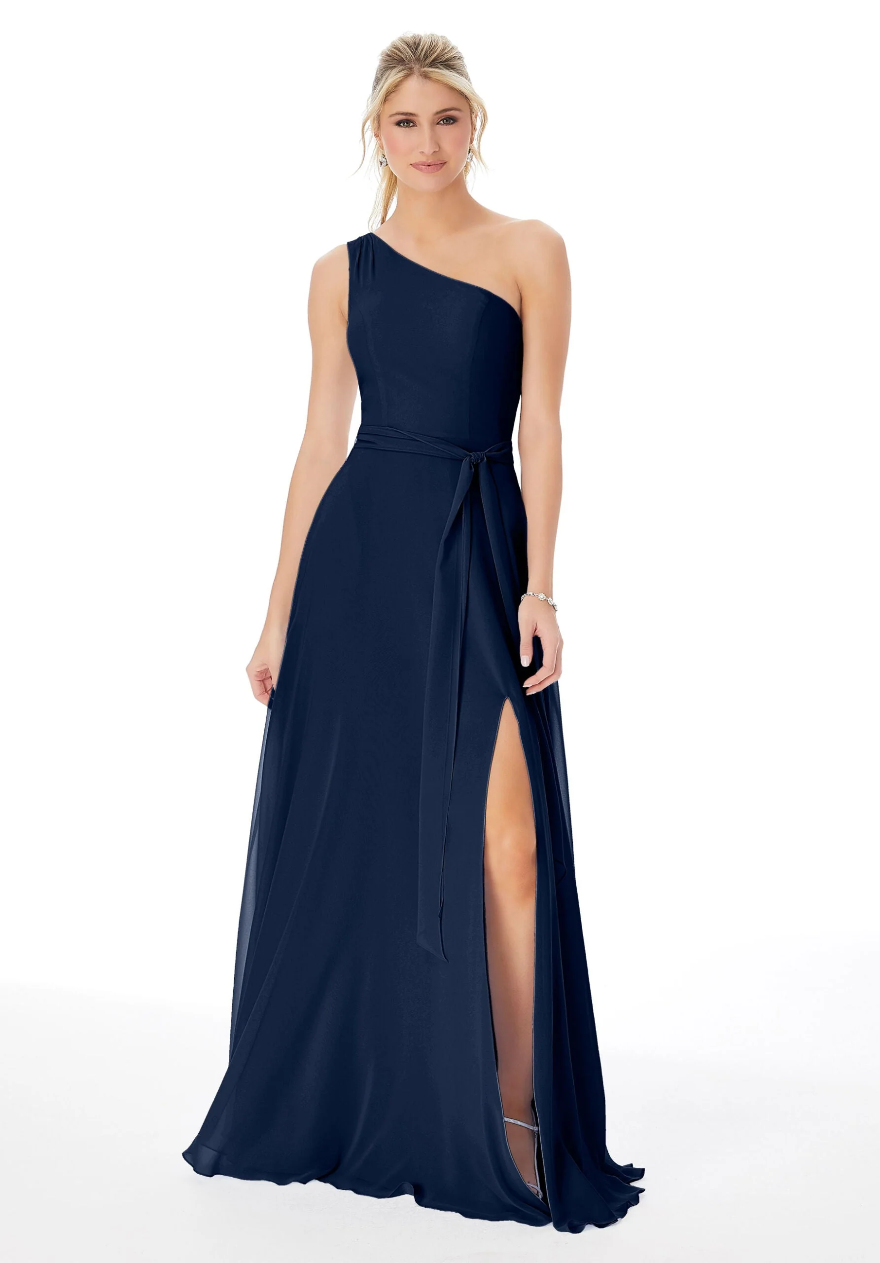 One Shoulder Chiffon Bridesmaid Dress - Image 11