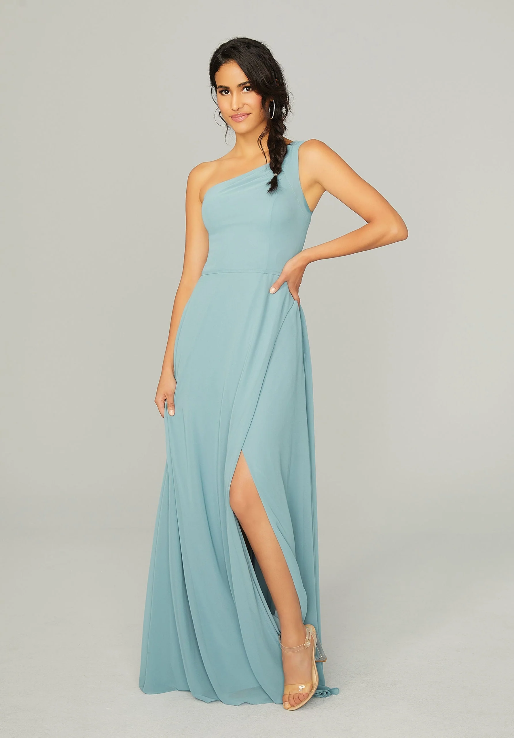One Shoulder Chiffon Bridesmaid Dress