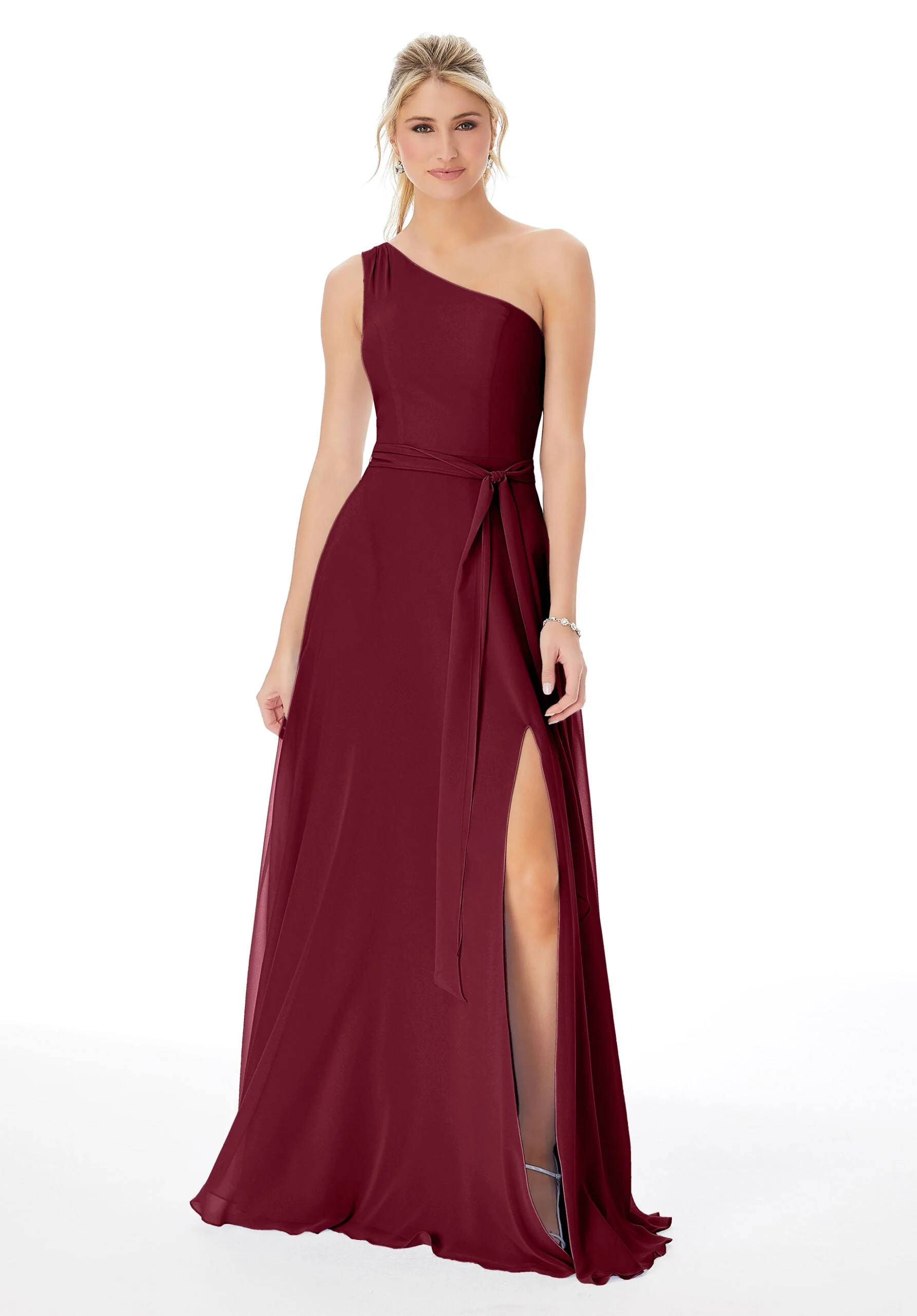 One Shoulder Chiffon Bridesmaid Dress - Image 6