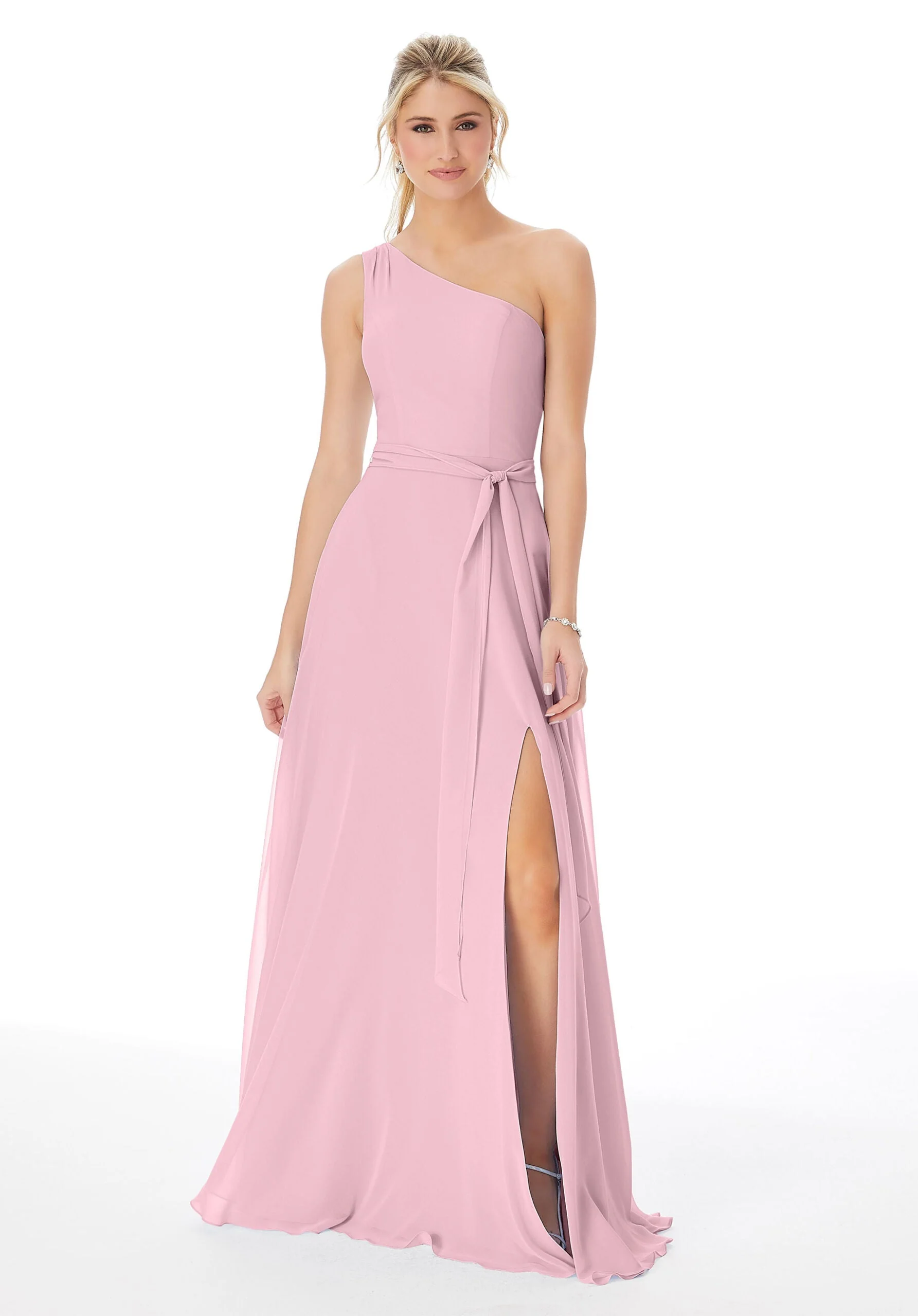 One Shoulder Chiffon Bridesmaid Dress - Image 7