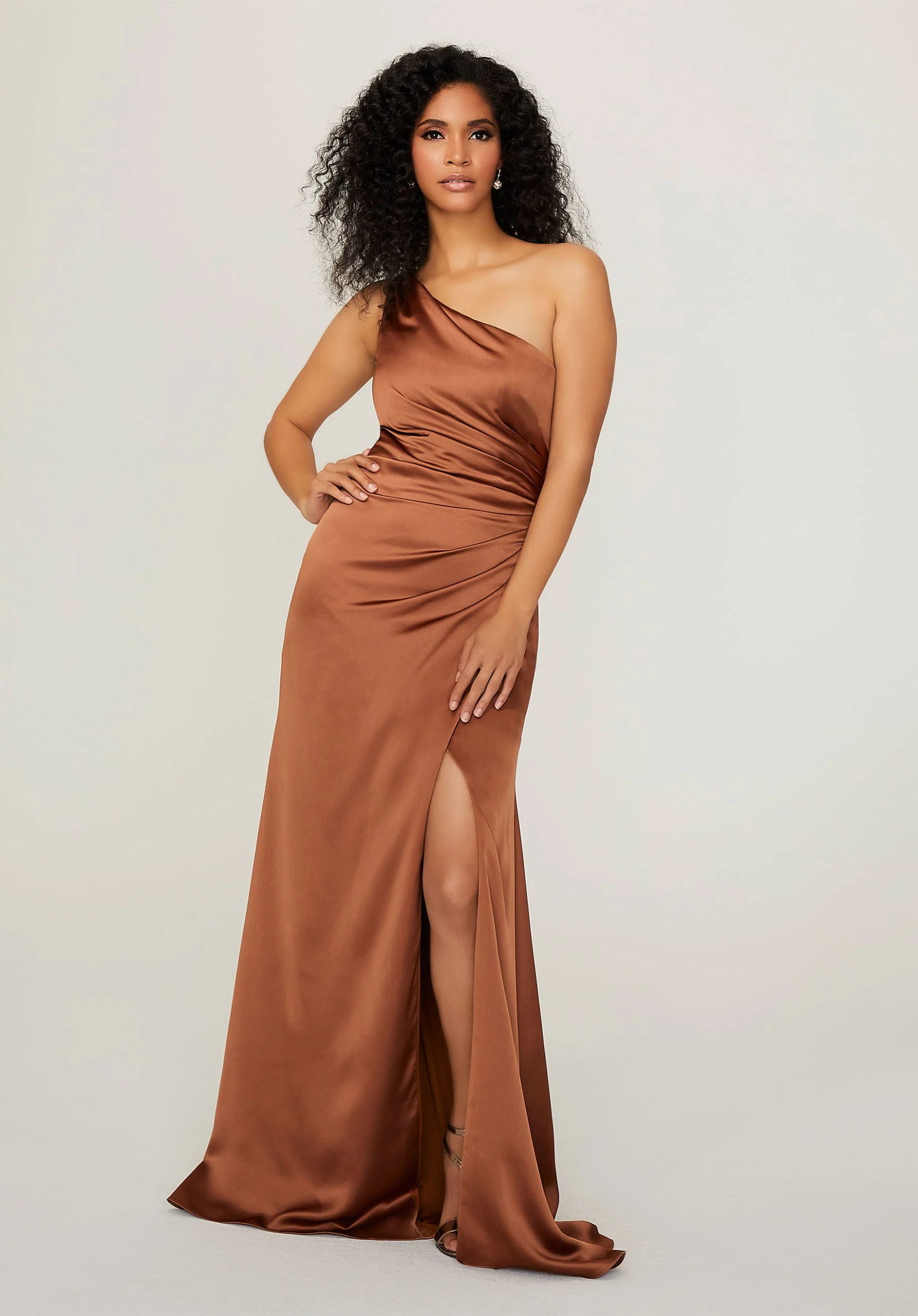 One Shoulder Silky Satin Bridesmaid Dress - Image 13