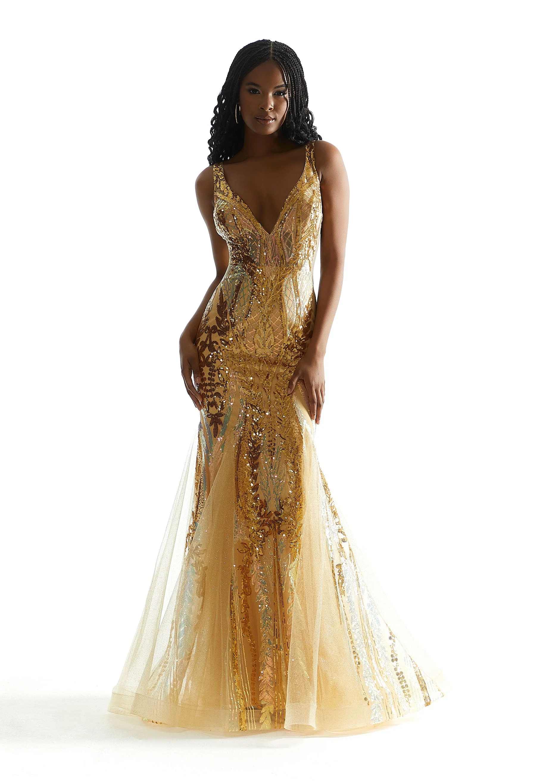 Patterned Sequin Mermaid Prom Dress - Image 5