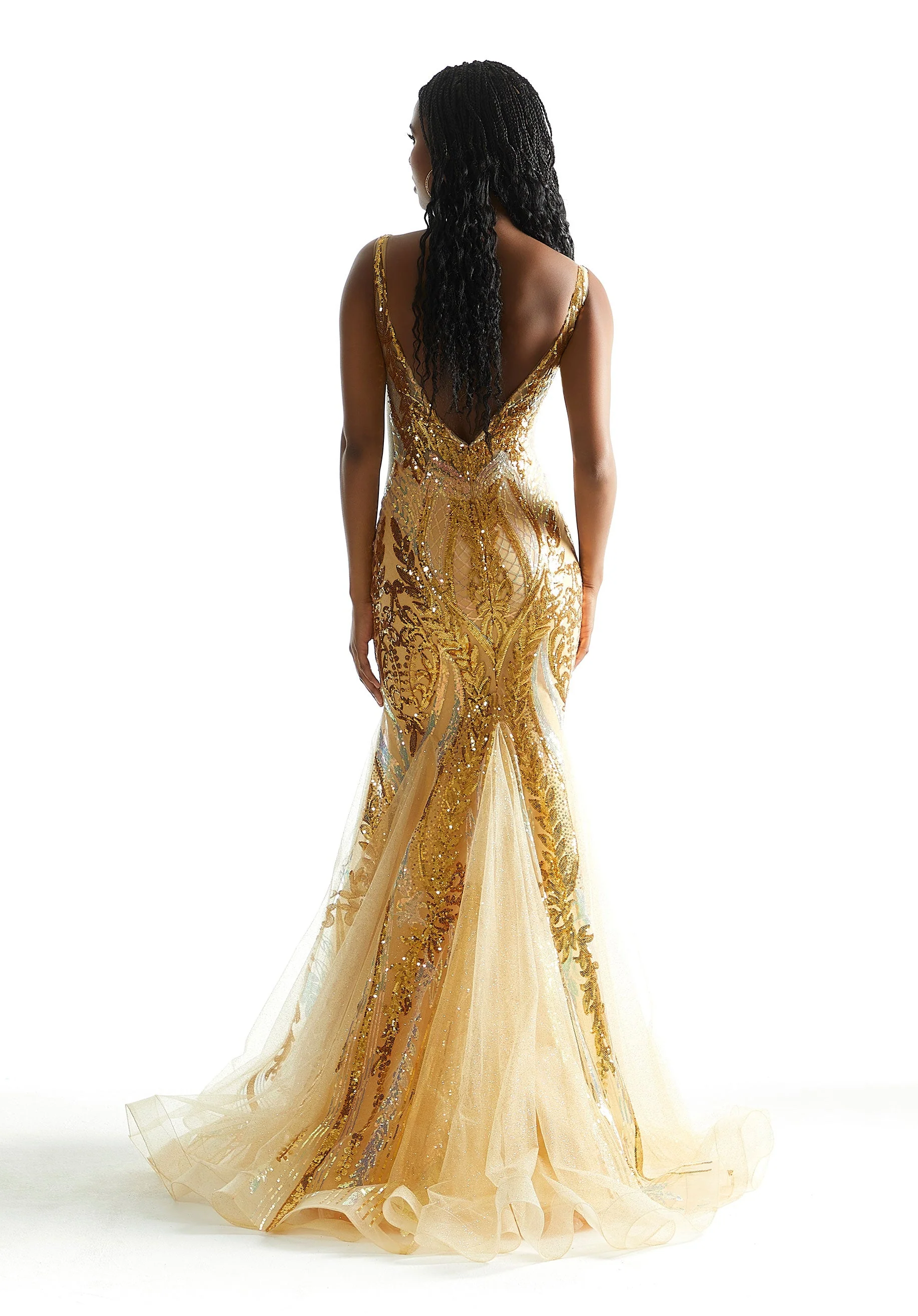 Patterned Sequin Mermaid Prom Dress - Image 7