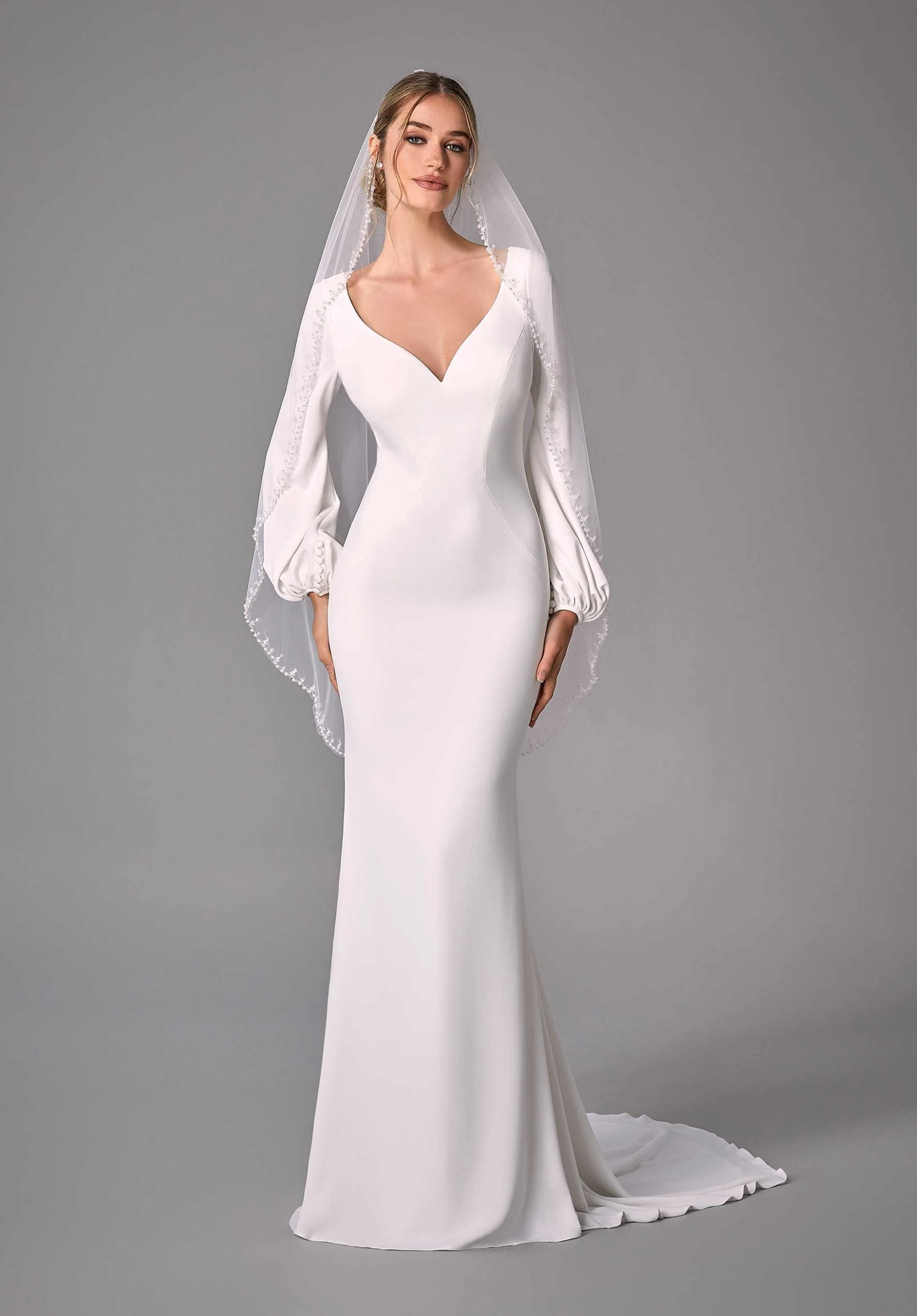 Pearl and Crystal Fingertip Length Veil