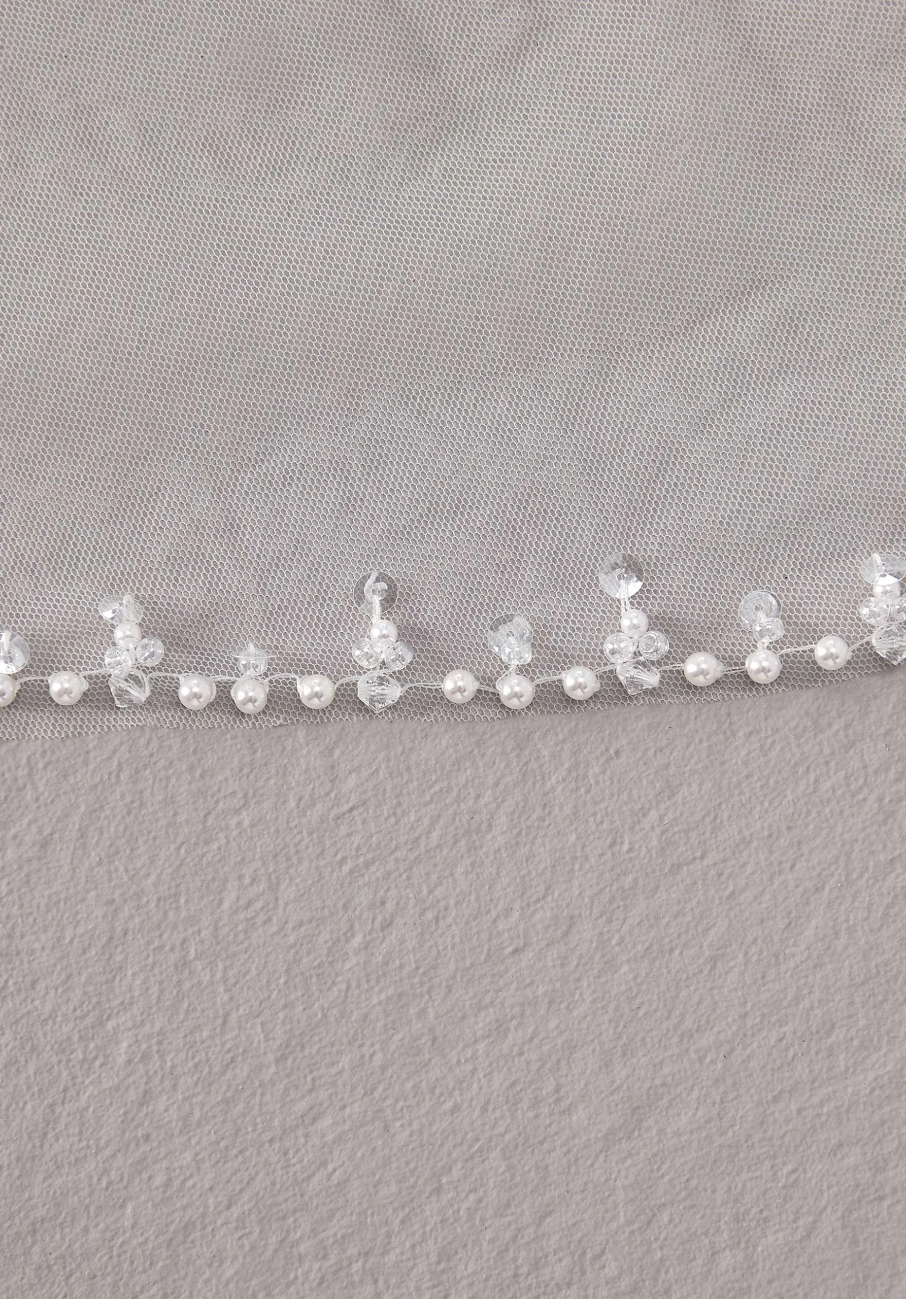 Pearl and Crystal Fingertip Length Veil - Image 3