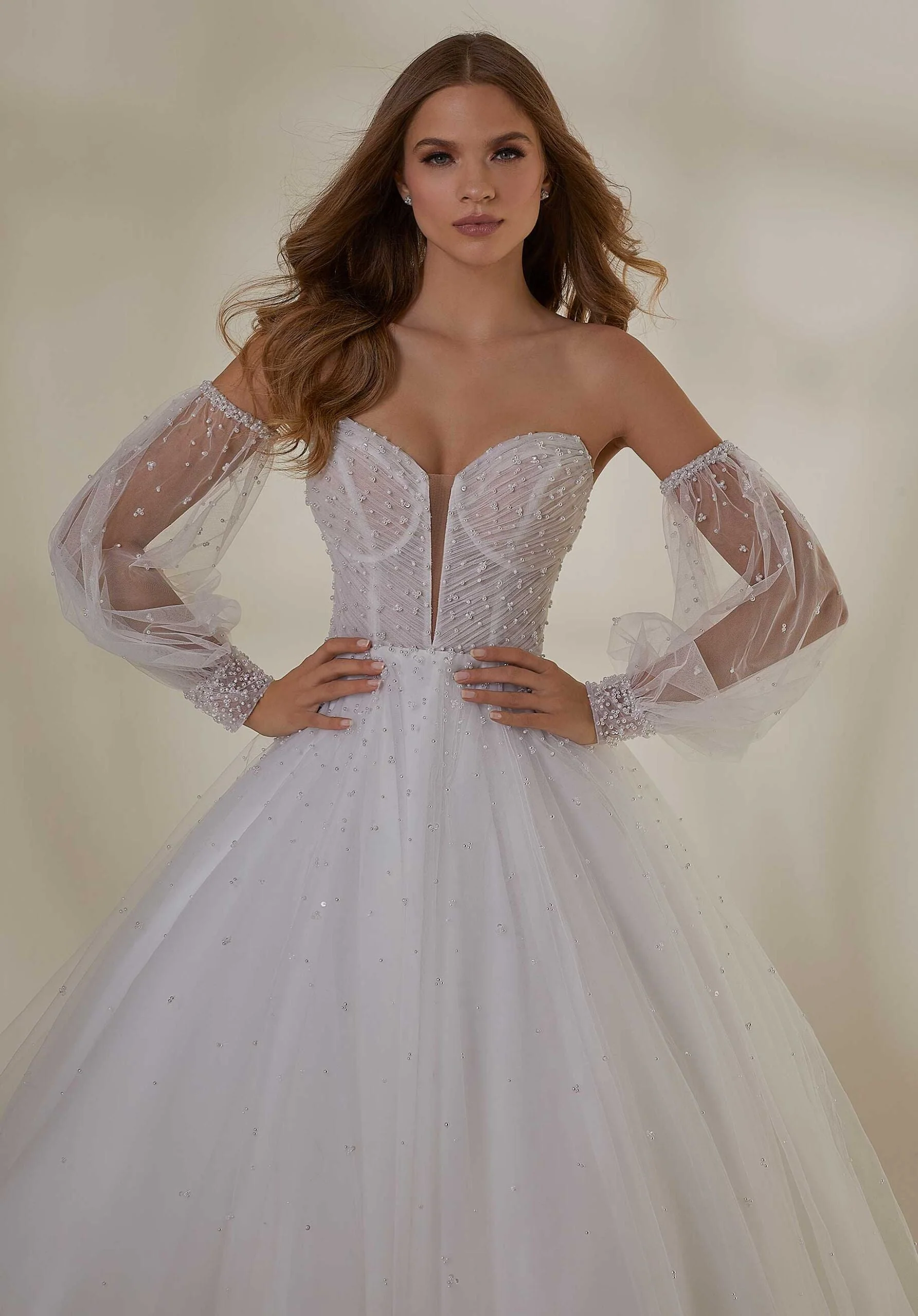 Pearl Beaded Bishop Long Sleeves