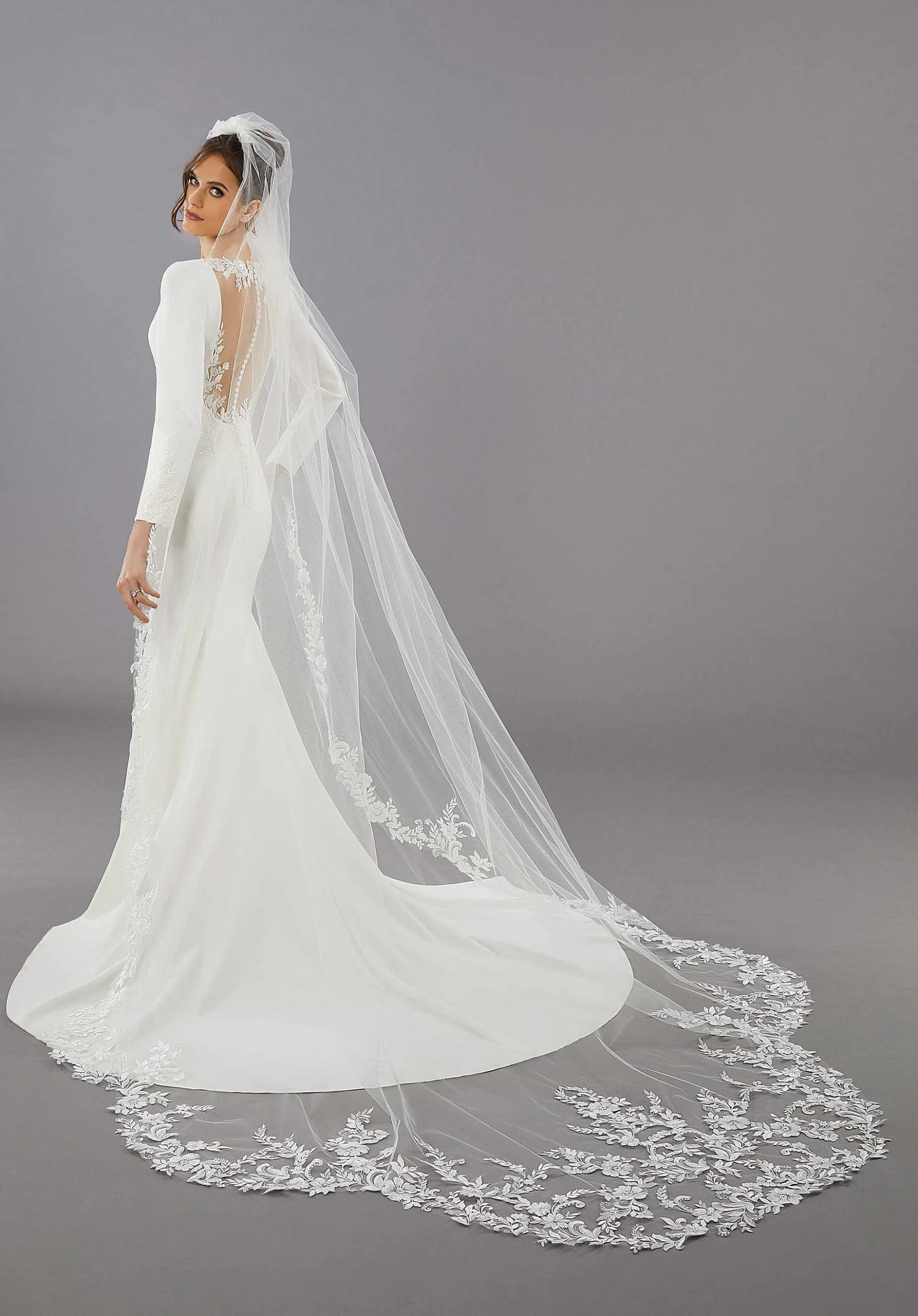 Petal Shaped Lace Cathedral Length Veil