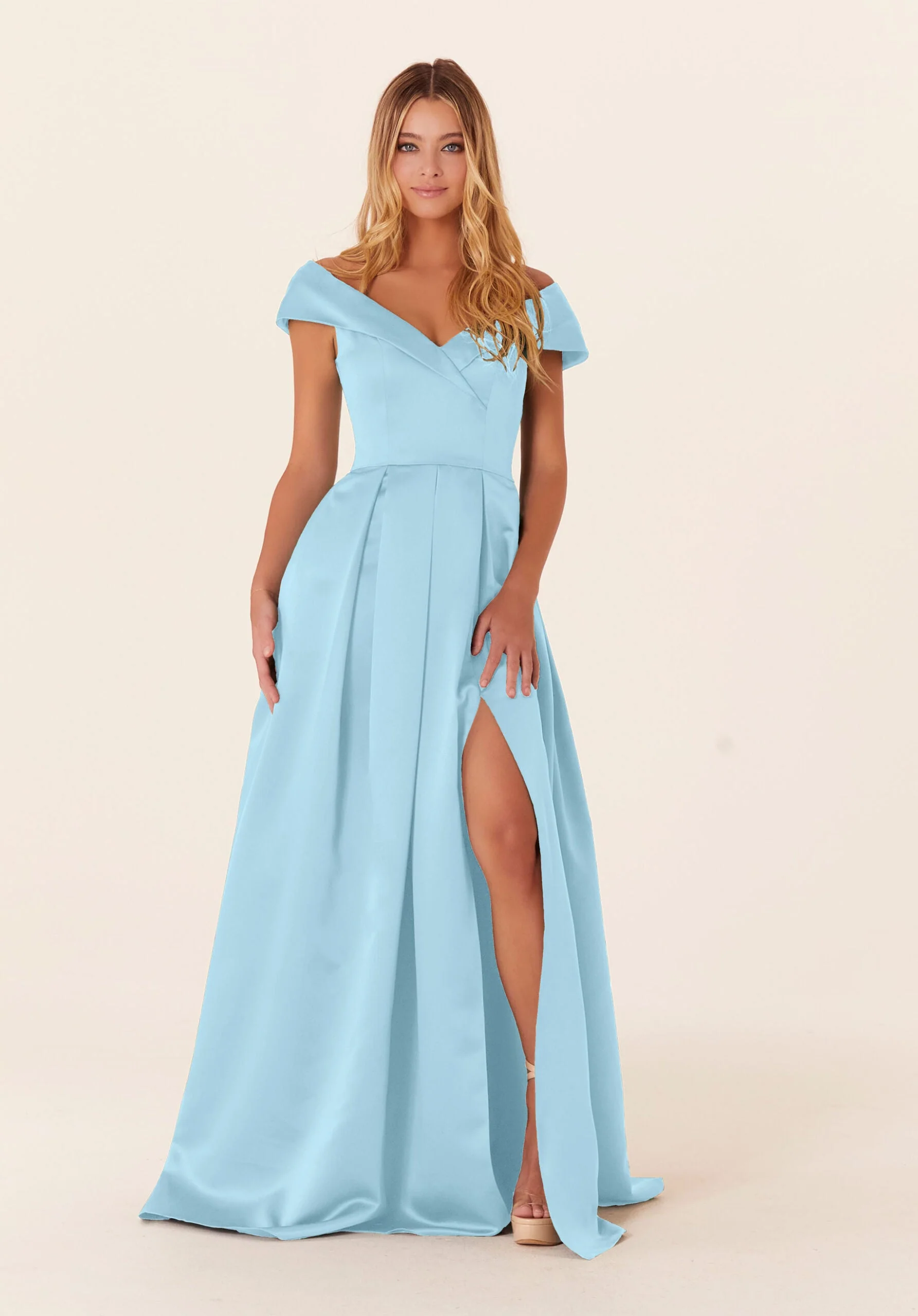 Pleated Satin A-line Bridesmaid Dress - Image 13