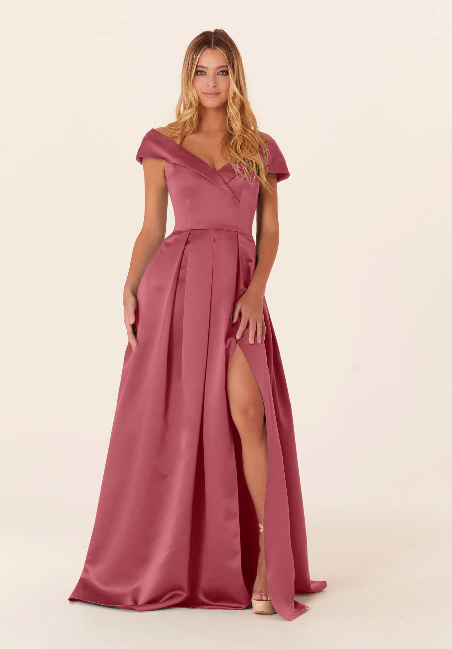 Pleated Satin A-line Bridesmaid Dress - Image 15