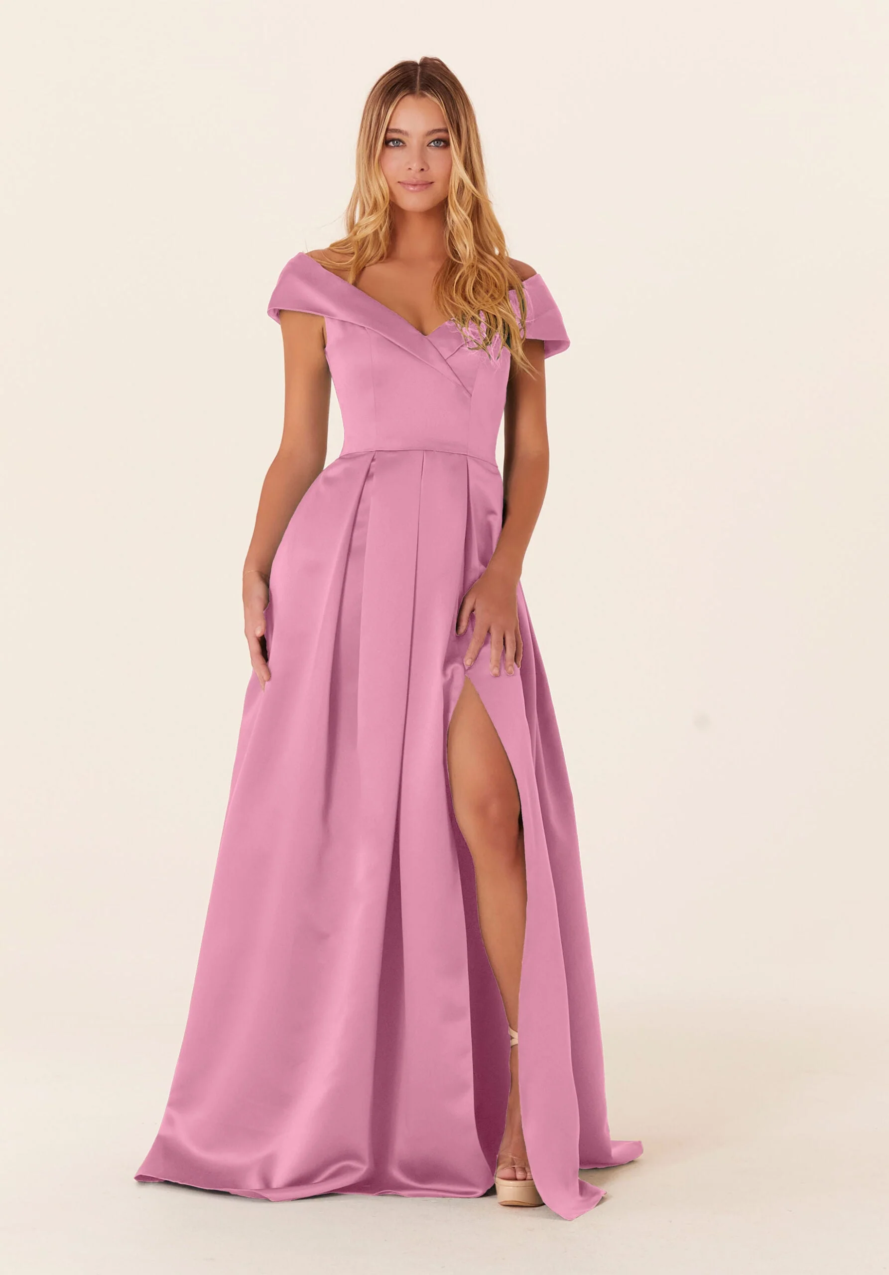 Pleated Satin A-line Bridesmaid Dress - Image 16