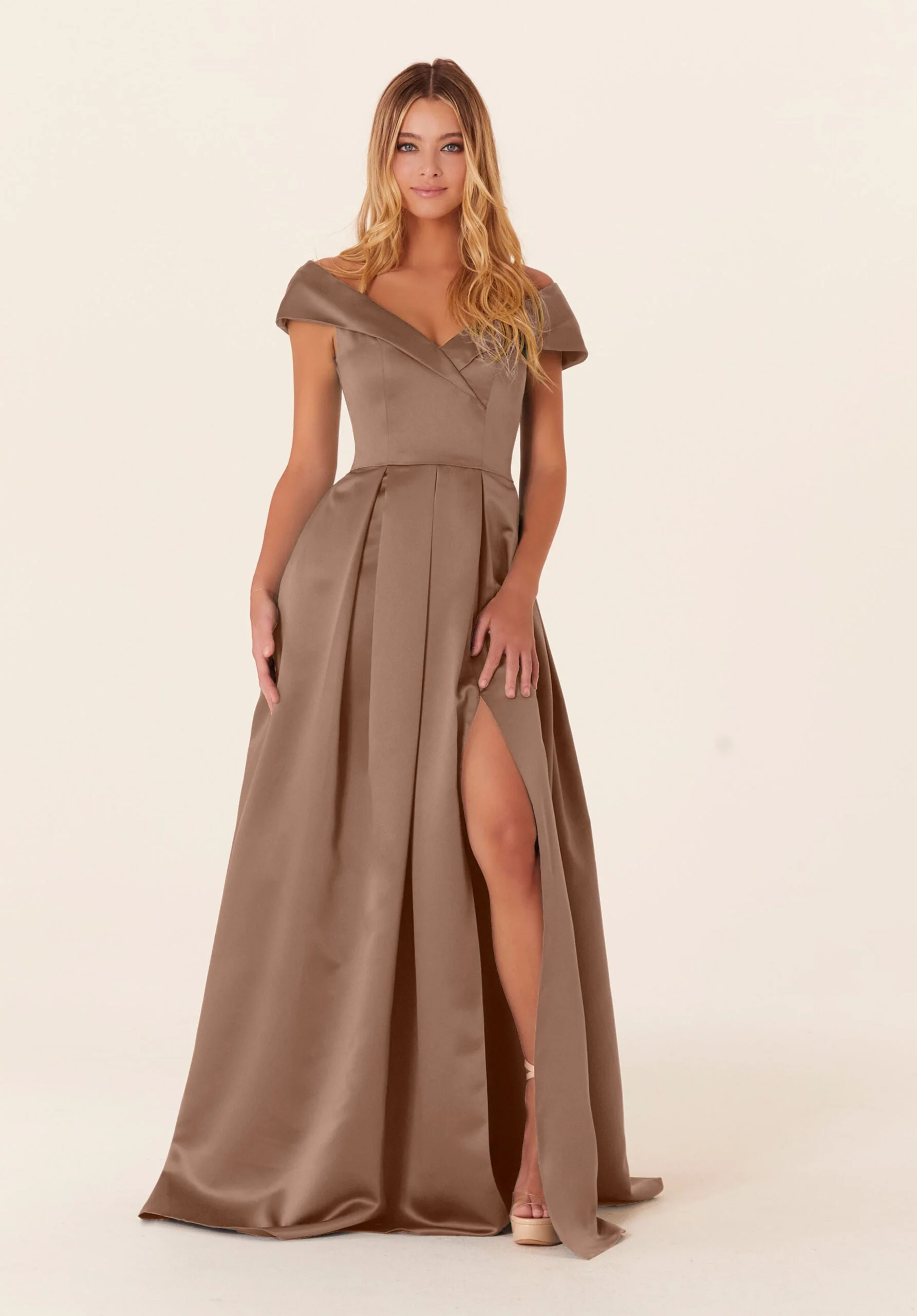 Pleated Satin A-line Bridesmaid Dress - Image 18