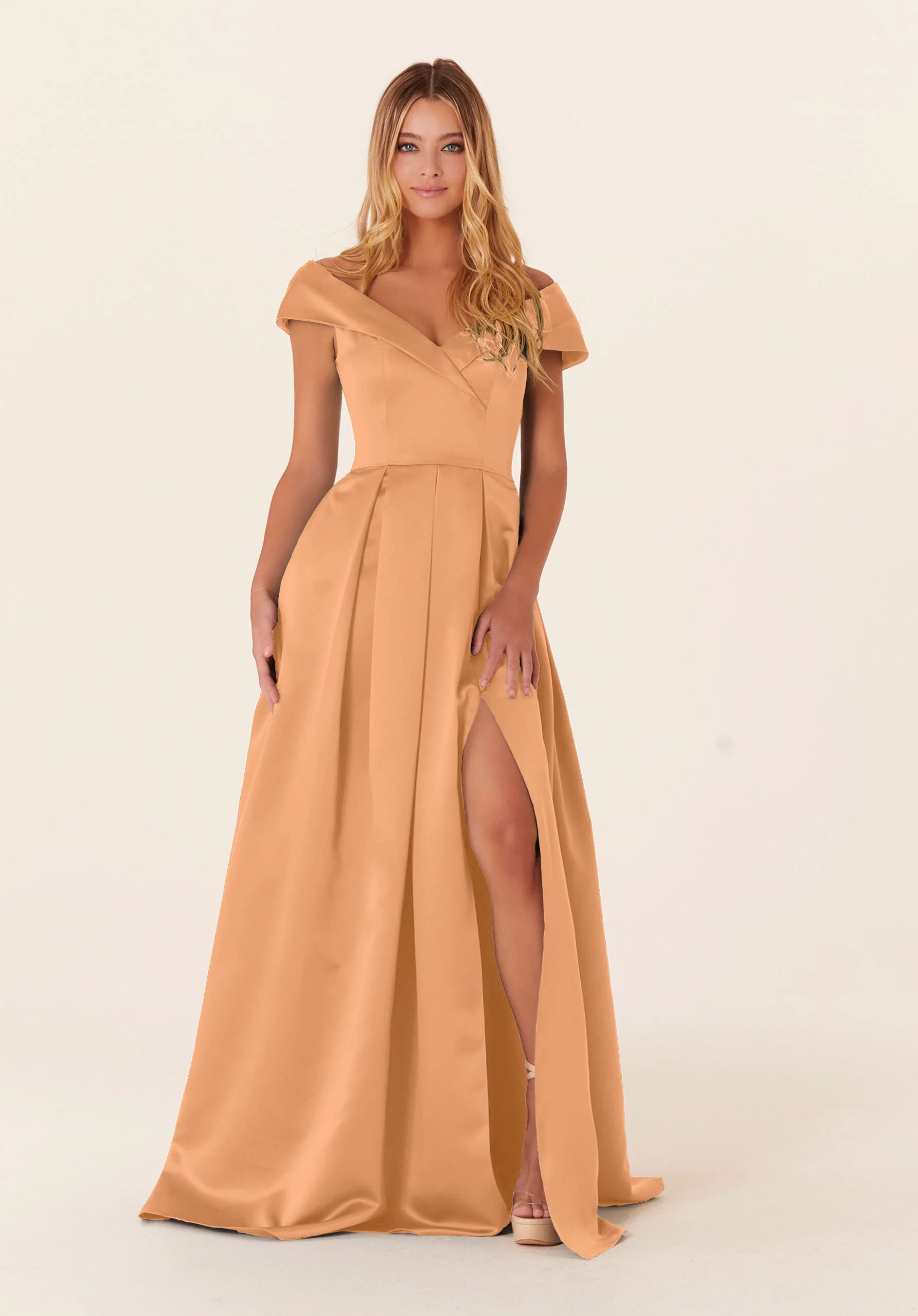 Pleated Satin A-line Bridesmaid Dress - Image 19