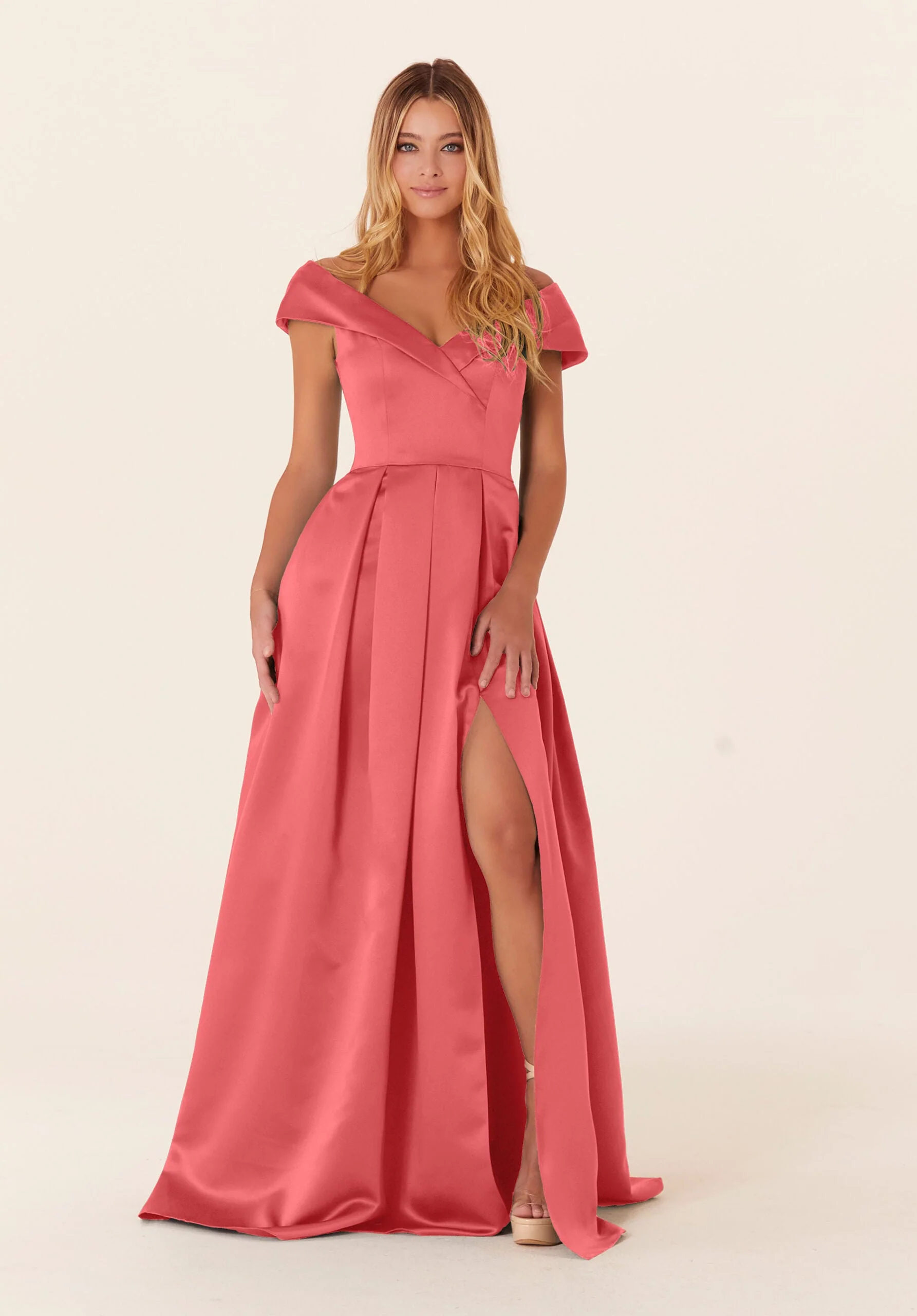 Pleated Satin A-line Bridesmaid Dress - Image 22