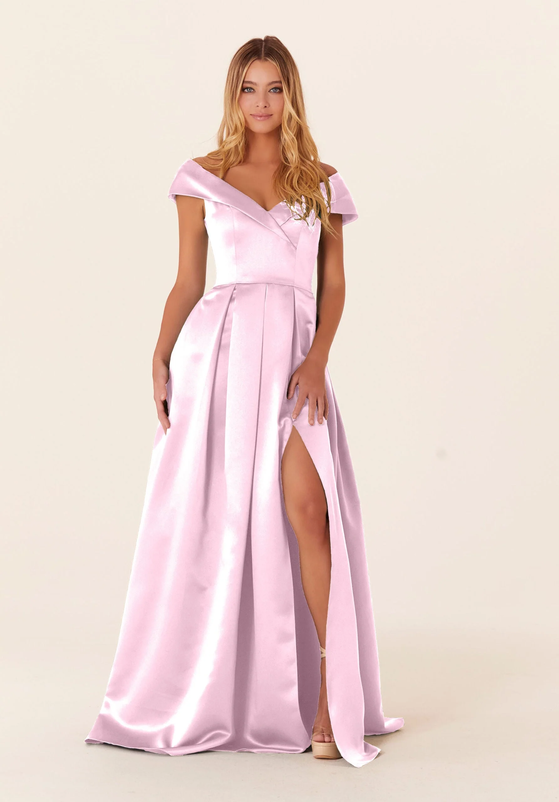 Pleated Satin A-line Bridesmaid Dress - Image 23