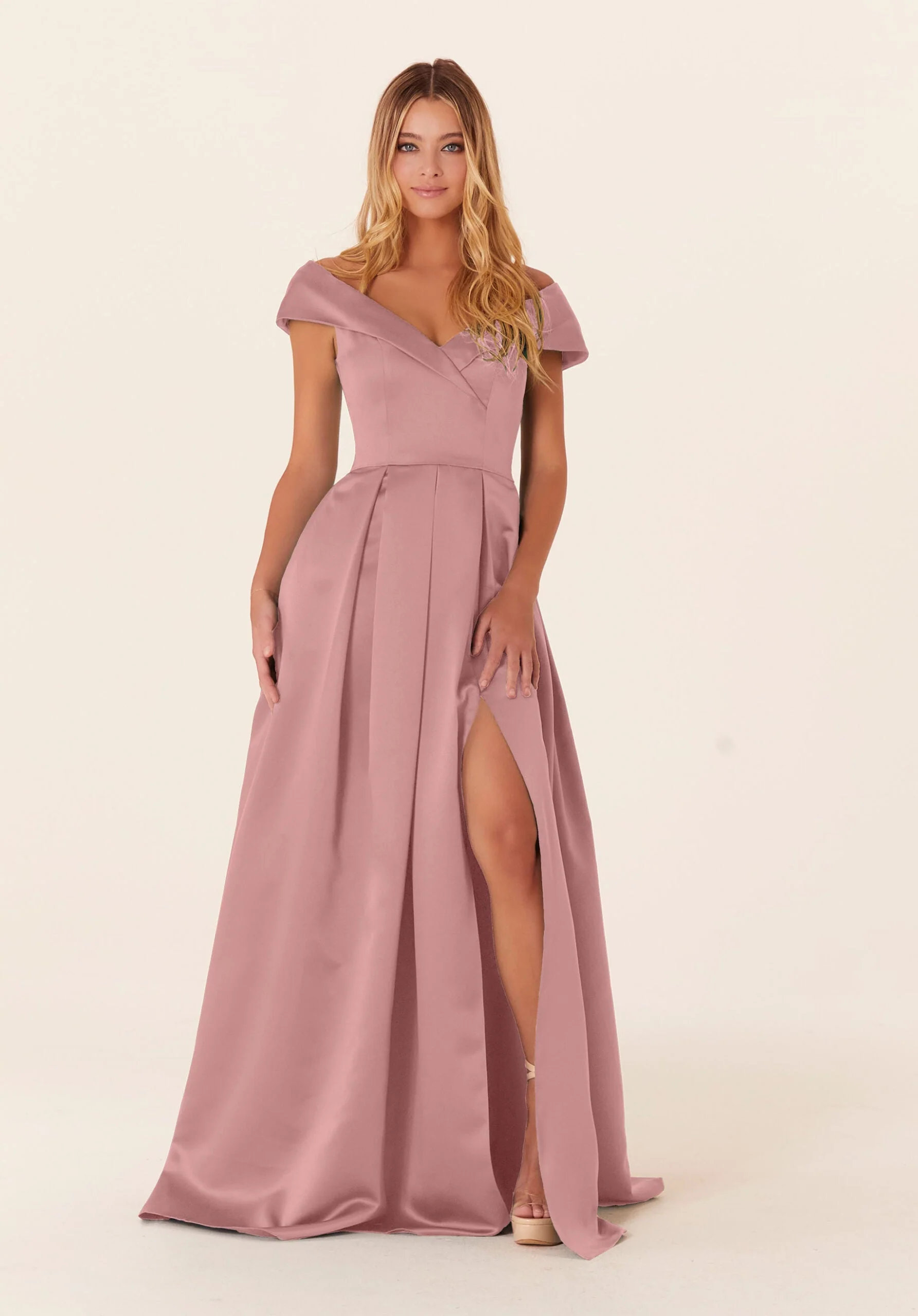Pleated Satin A-line Bridesmaid Dress - Image 25