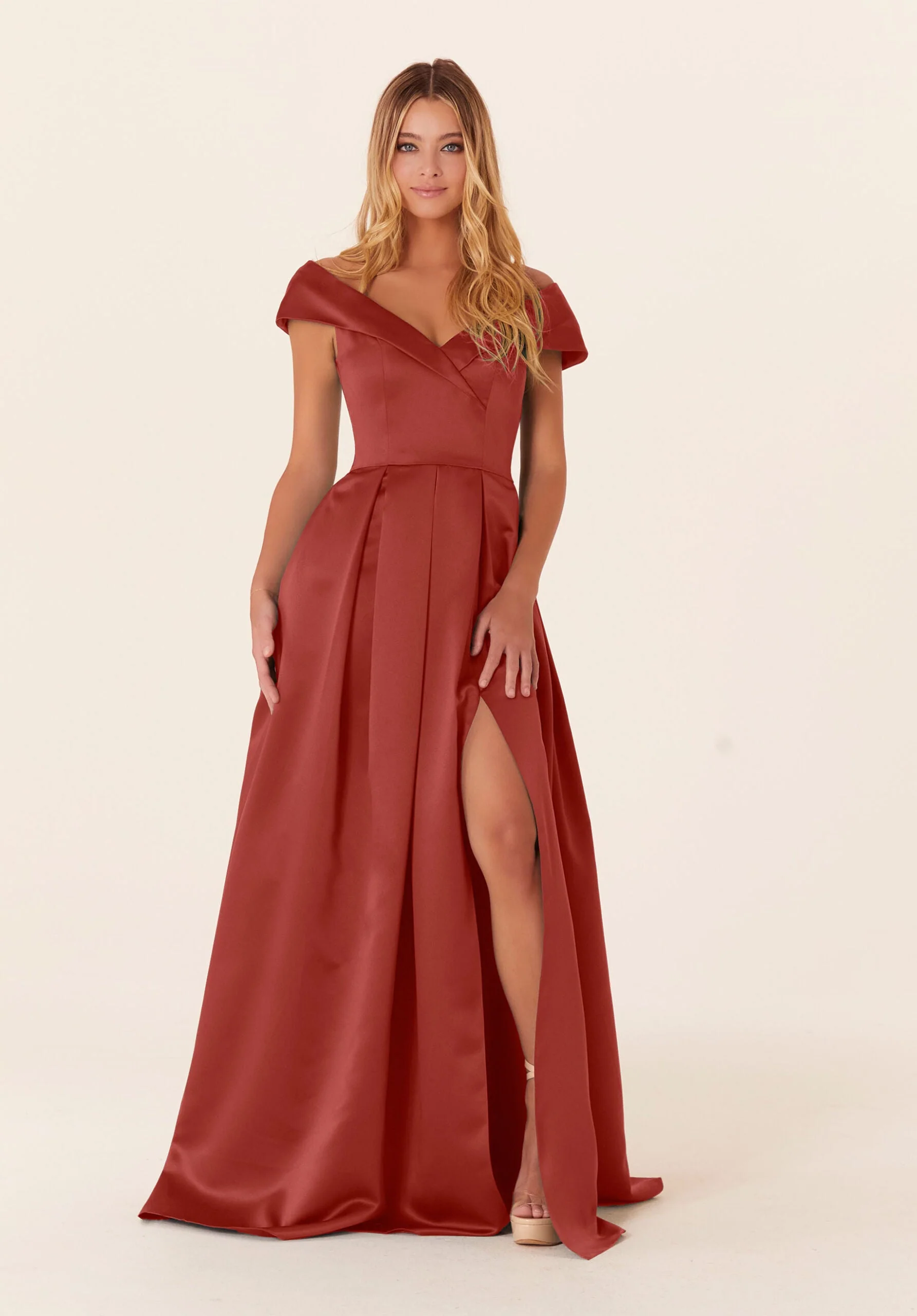 Pleated Satin A-line Bridesmaid Dress - Image 27