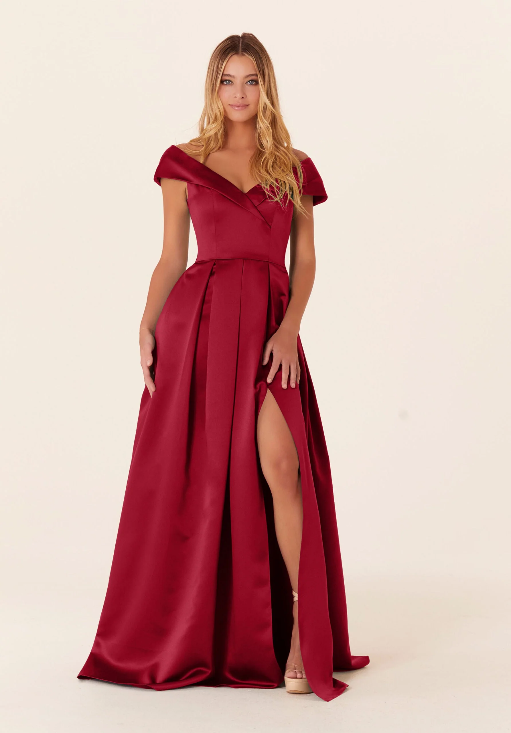 Pleated Satin A-line Bridesmaid Dress - Image 41