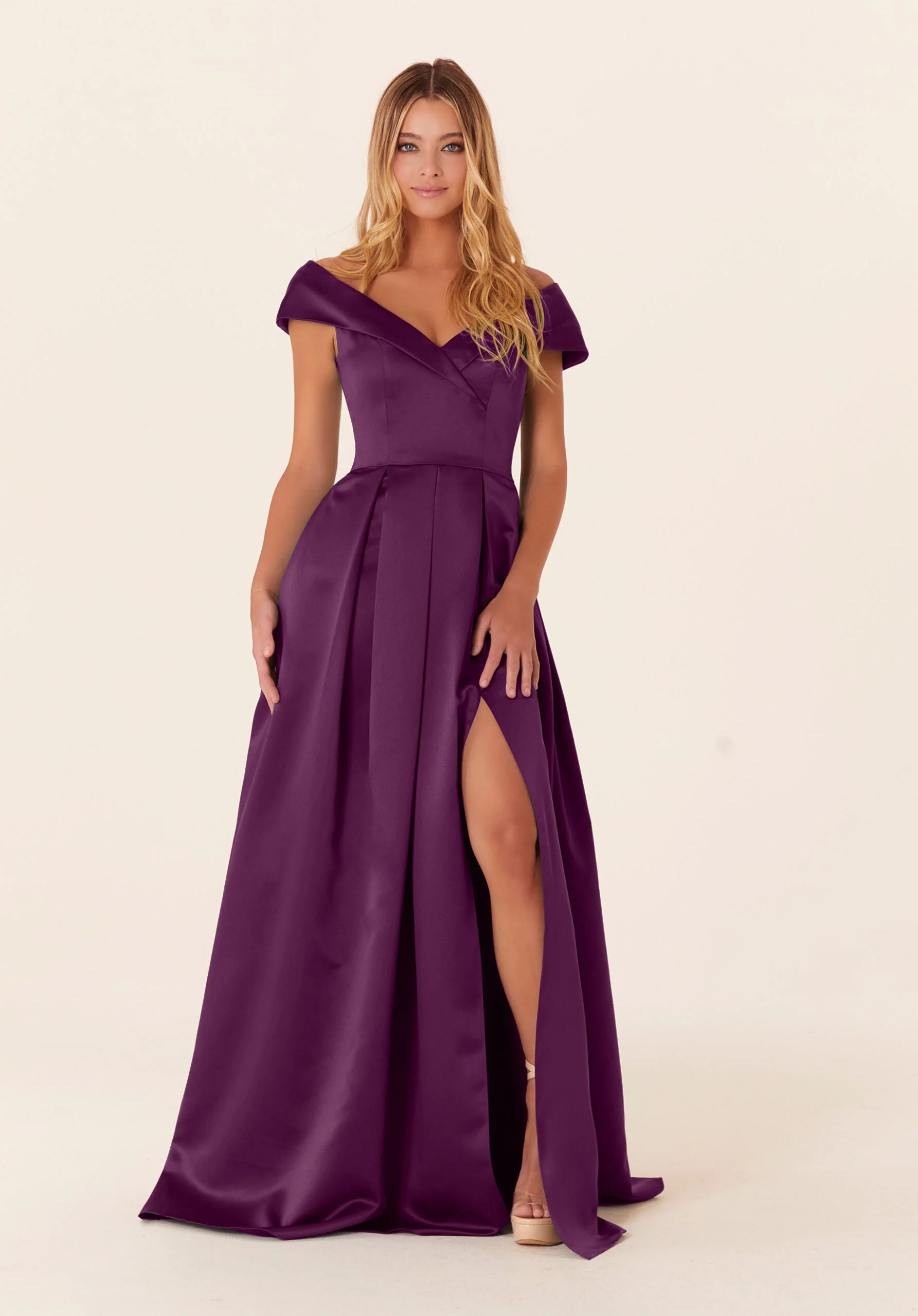 Pleated Satin A-line Bridesmaid Dress - Image 47