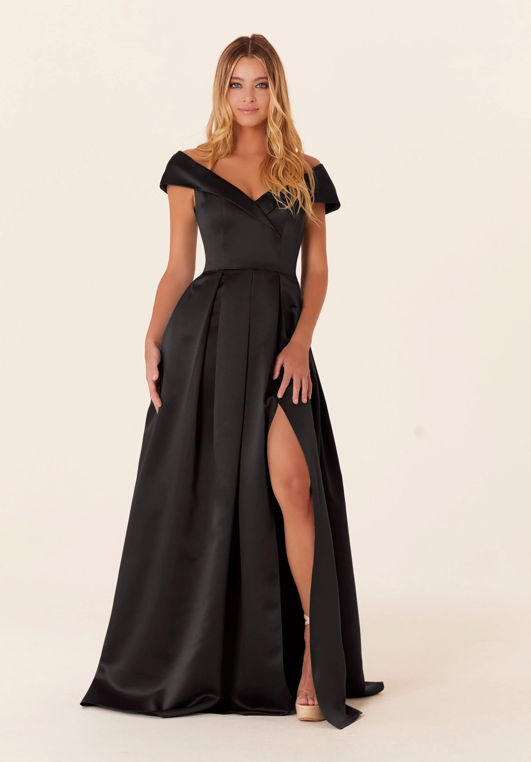 Pleated Satin A-line Bridesmaid Dress - Image 54