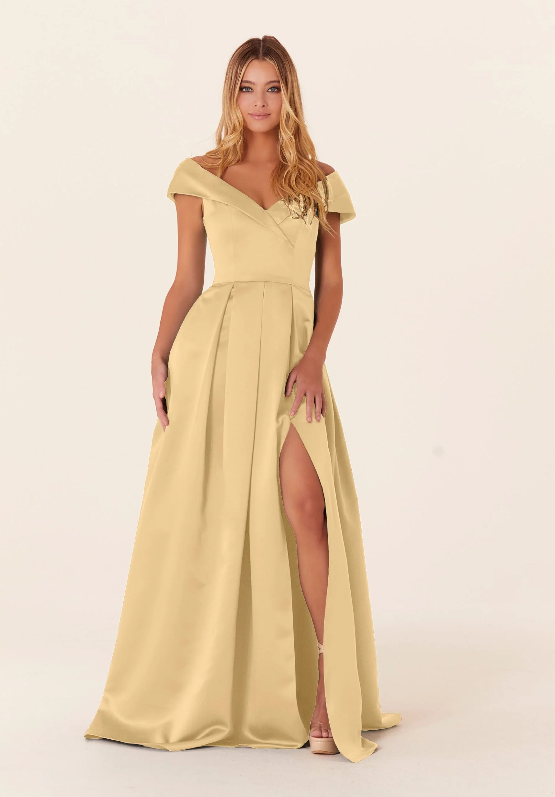 Pleated Satin A-line Bridesmaid Dress - Image 8