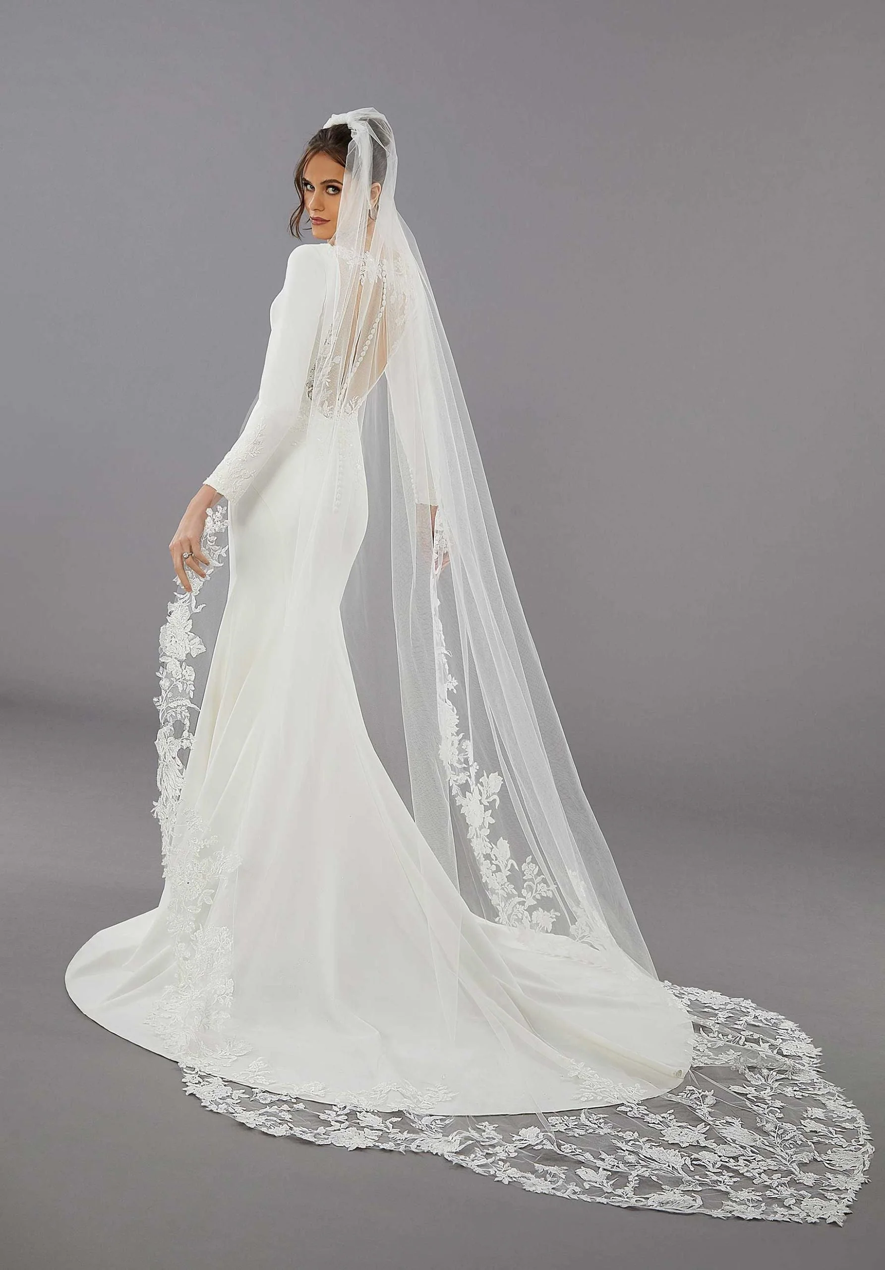 Pointed Lace Cathedral Length Veil