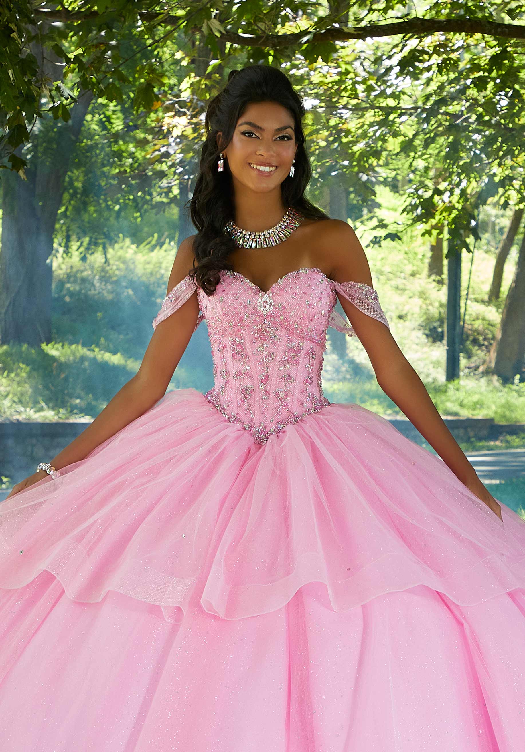 Rhinestone and Crystal Beaded Corset Bodice Quinceañera Dress - Image 5