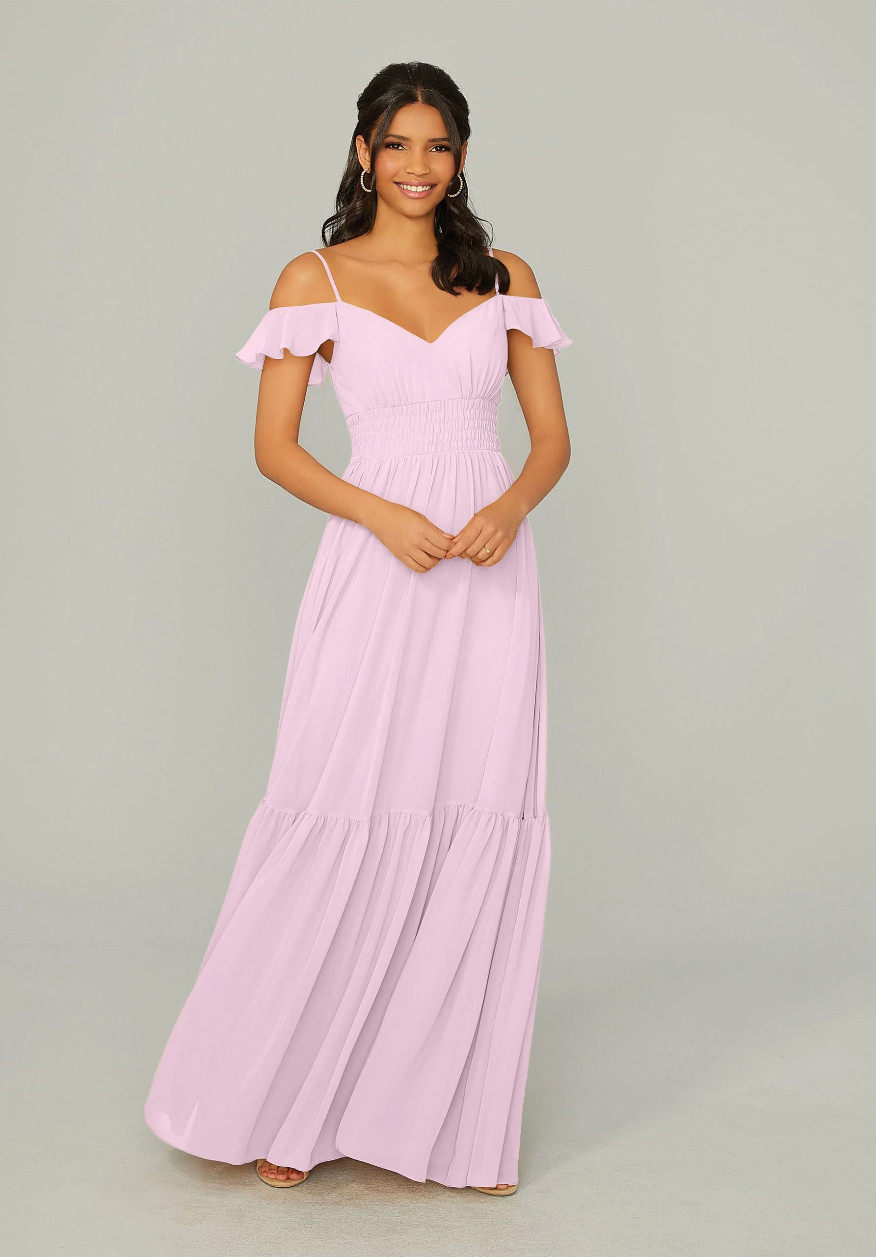 Ruched Keyhole Back Chiffon Bridesmaid Dress - Image 15