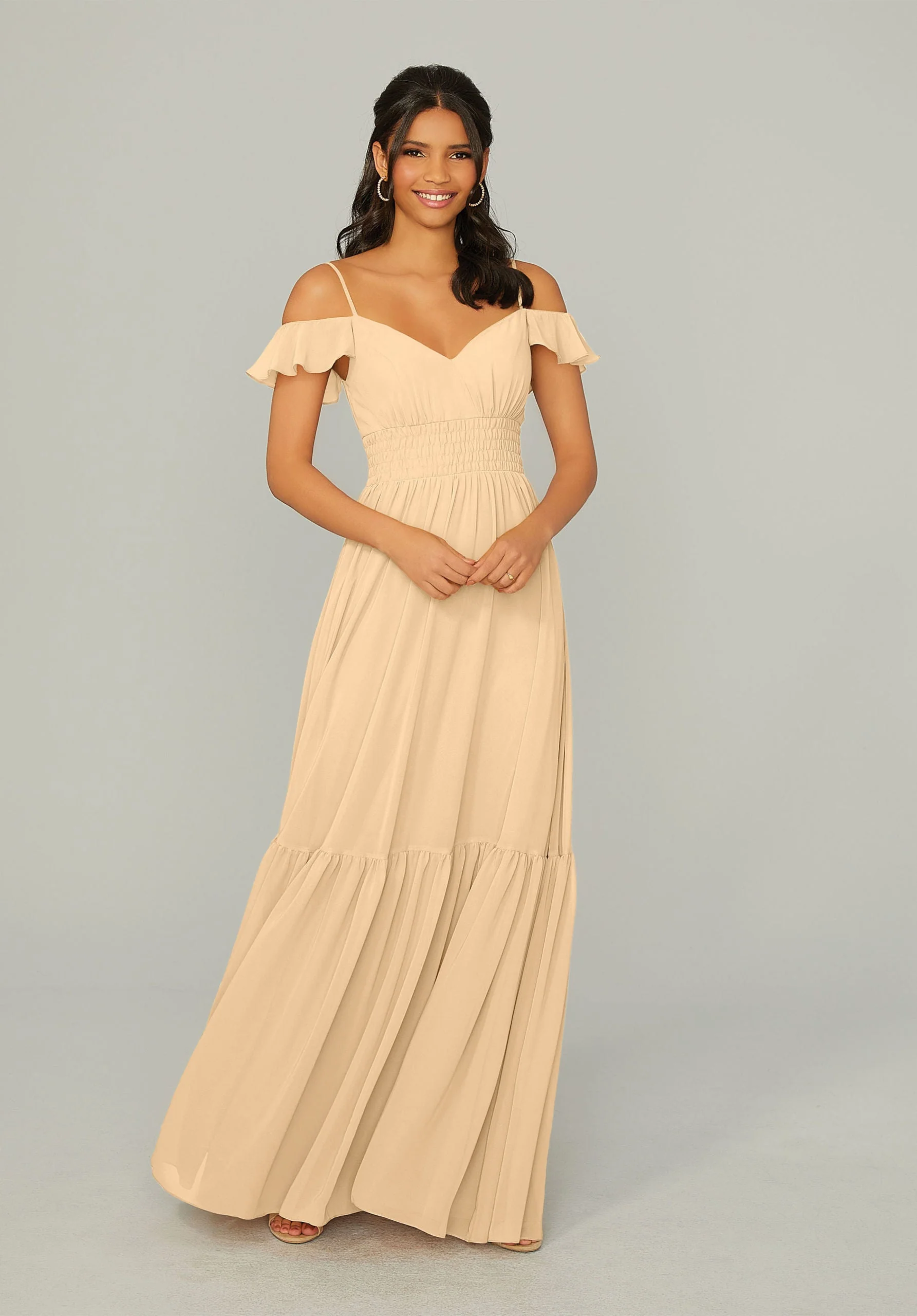 Ruched Keyhole Back Chiffon Bridesmaid Dress - Image 20