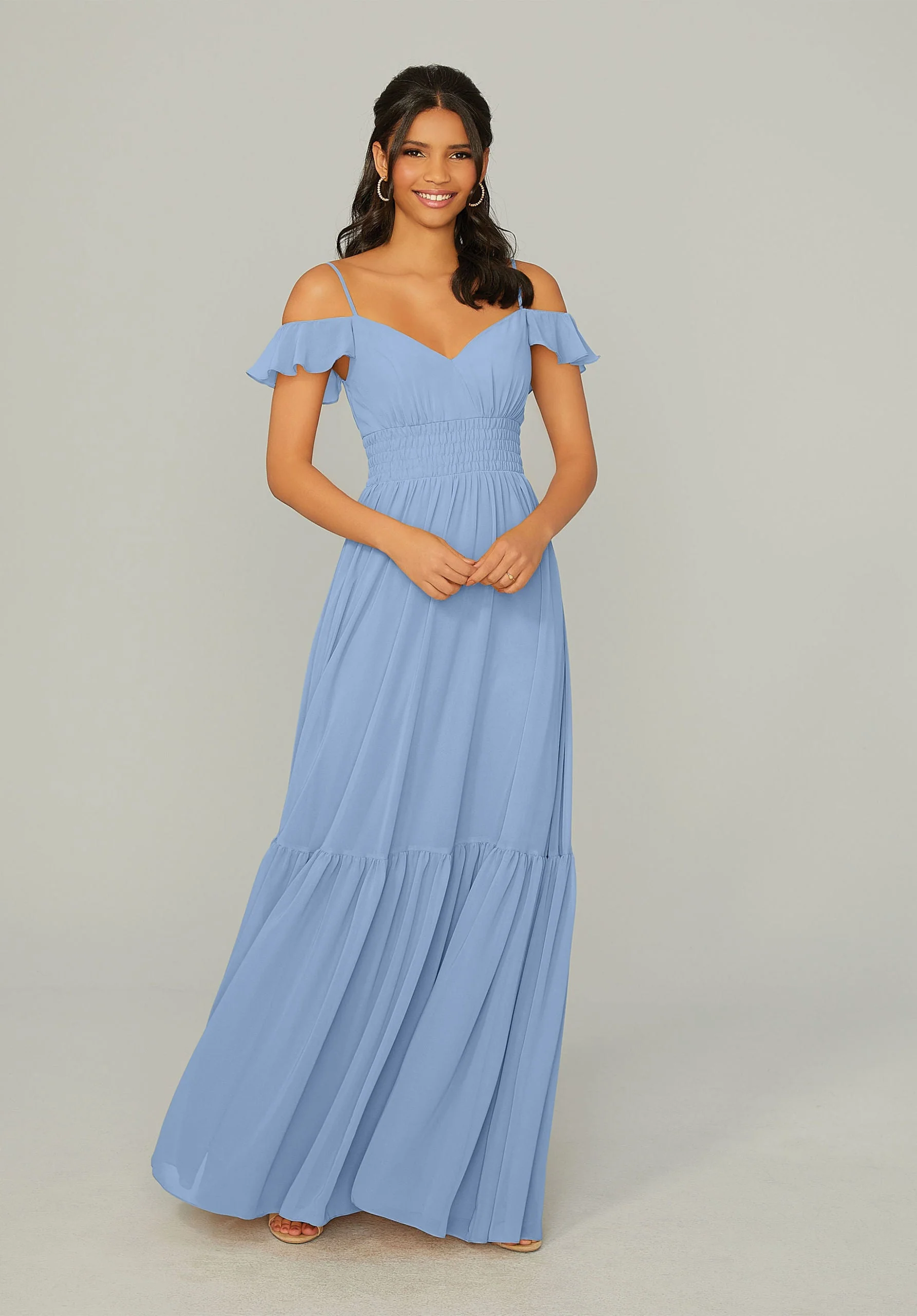 Ruched Keyhole Back Chiffon Bridesmaid Dress - Image 24
