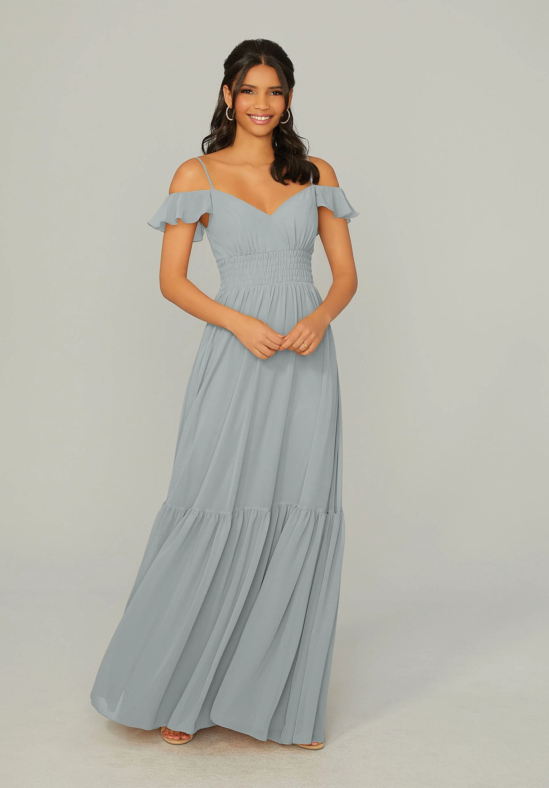 Ruched Keyhole Back Chiffon Bridesmaid Dress - Image 28
