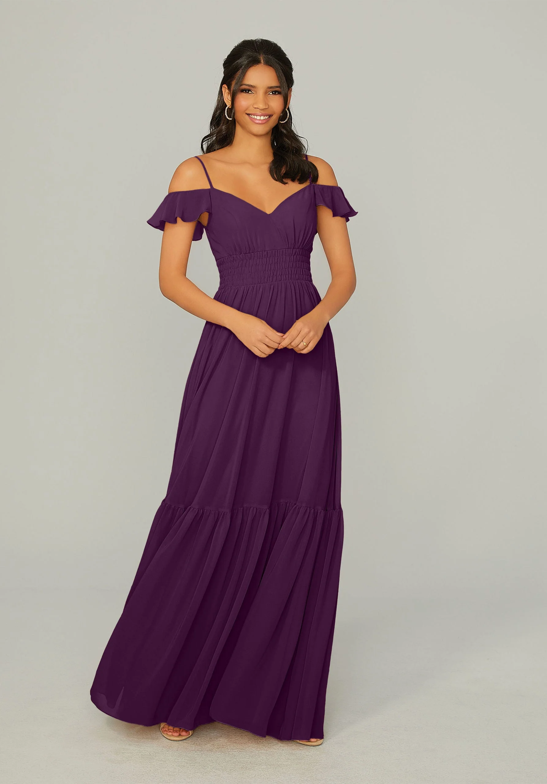 Ruched Keyhole Back Chiffon Bridesmaid Dress - Image 29