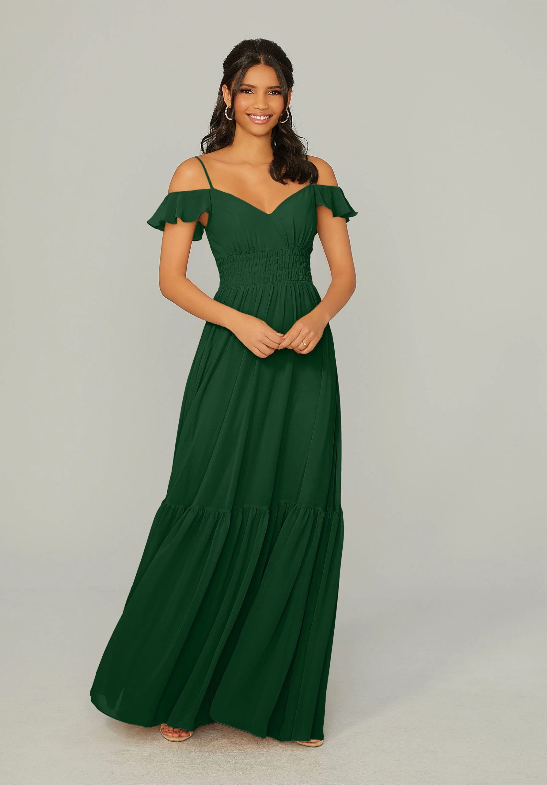 Ruched Keyhole Back Chiffon Bridesmaid Dress - Image 30