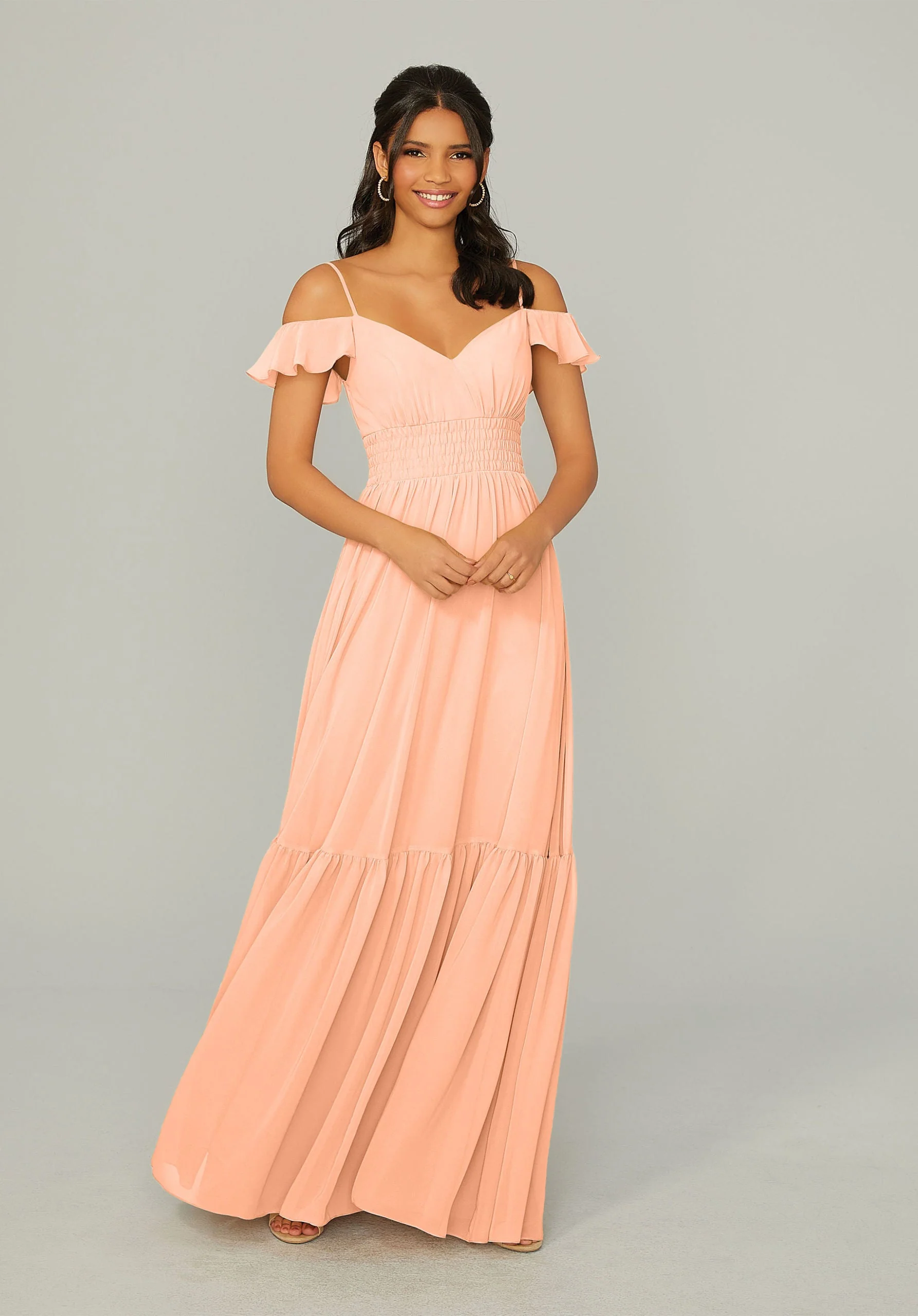 Ruched Keyhole Back Chiffon Bridesmaid Dress - Image 40