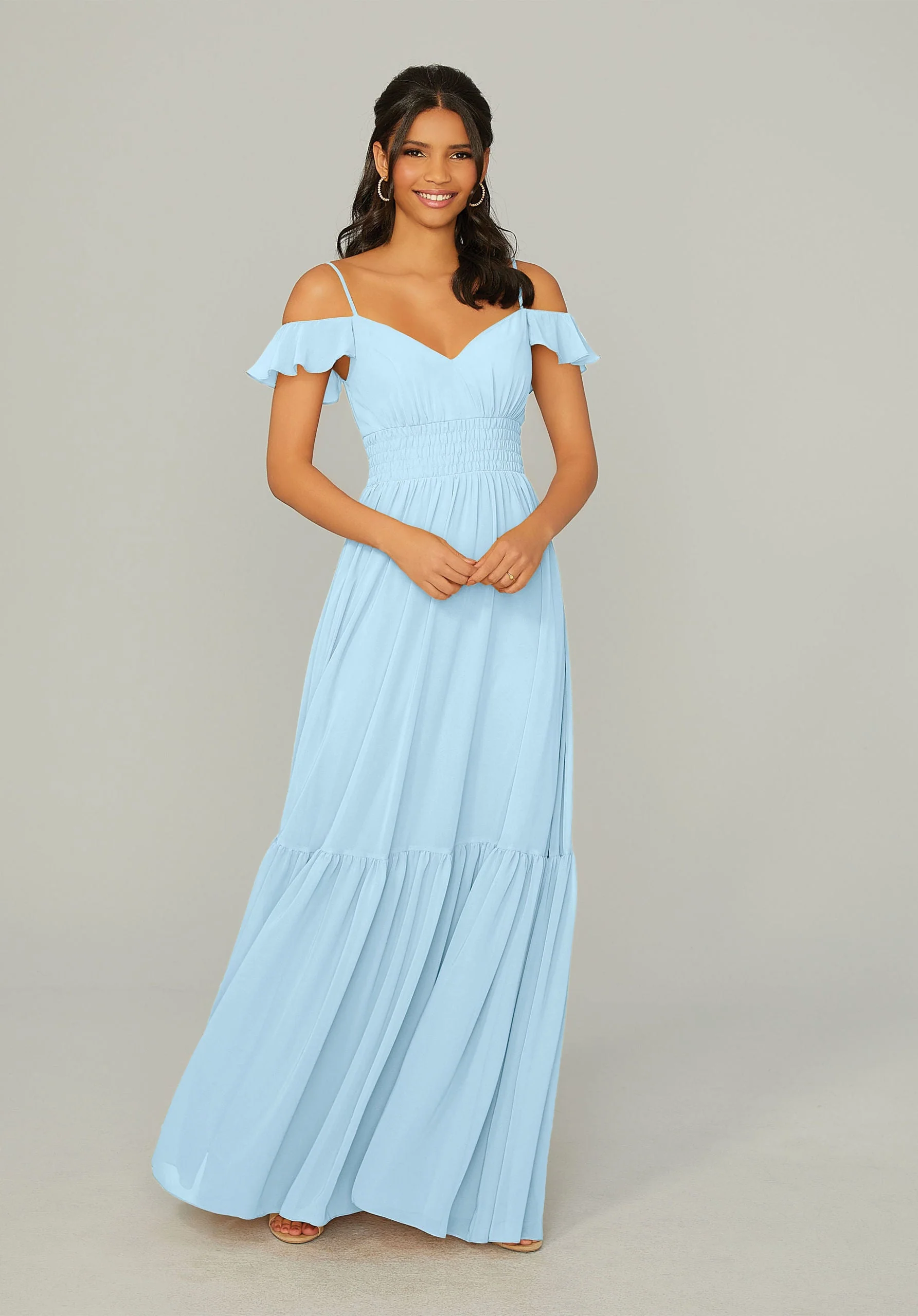 Ruched Keyhole Back Chiffon Bridesmaid Dress - Image 47