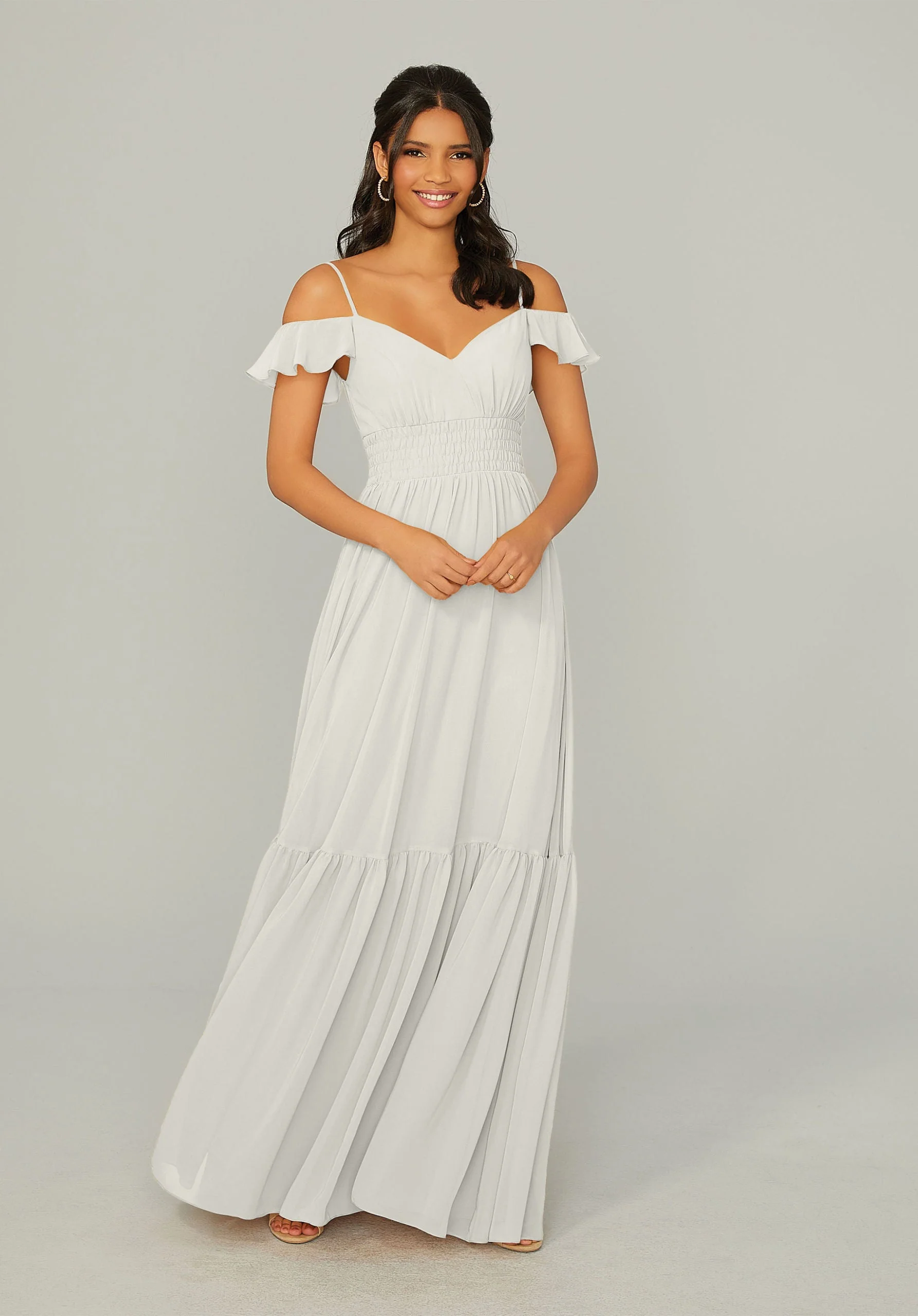 Ruched Keyhole Back Chiffon Bridesmaid Dress - Image 9