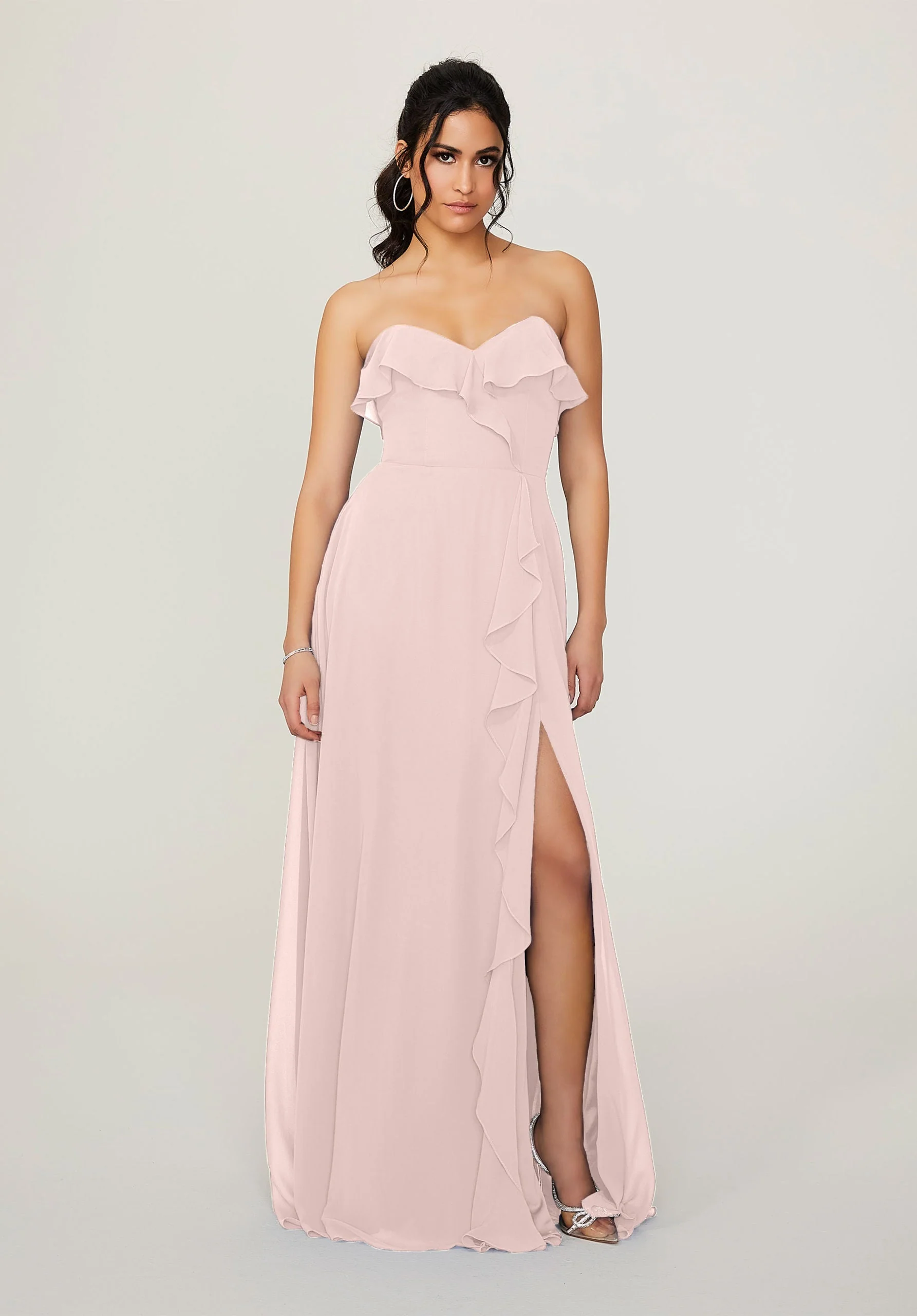 Ruffled Chiffon Strapless Bridesmaid Dress - Image 10