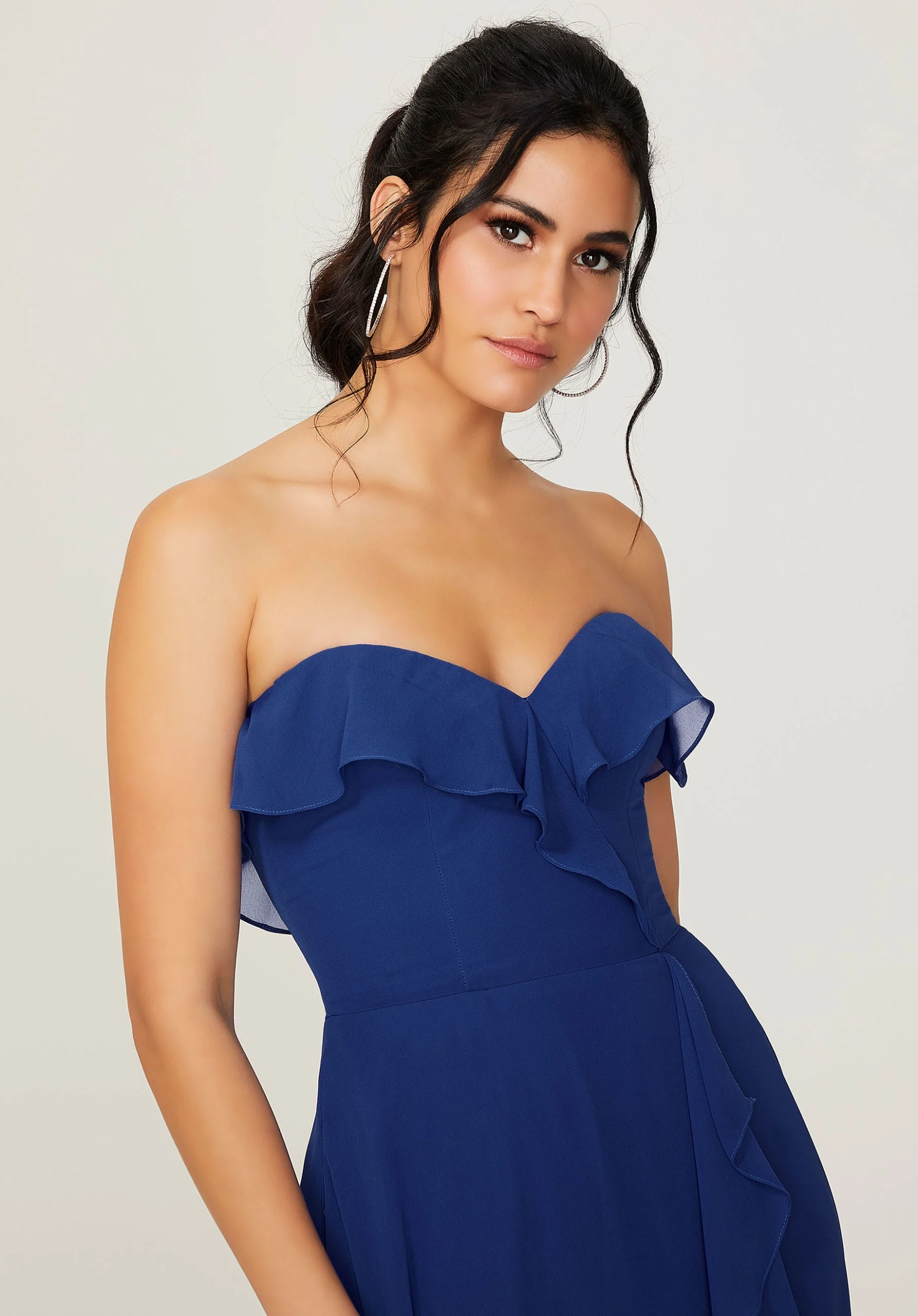 Ruffled Chiffon Strapless Bridesmaid Dress - Image 2