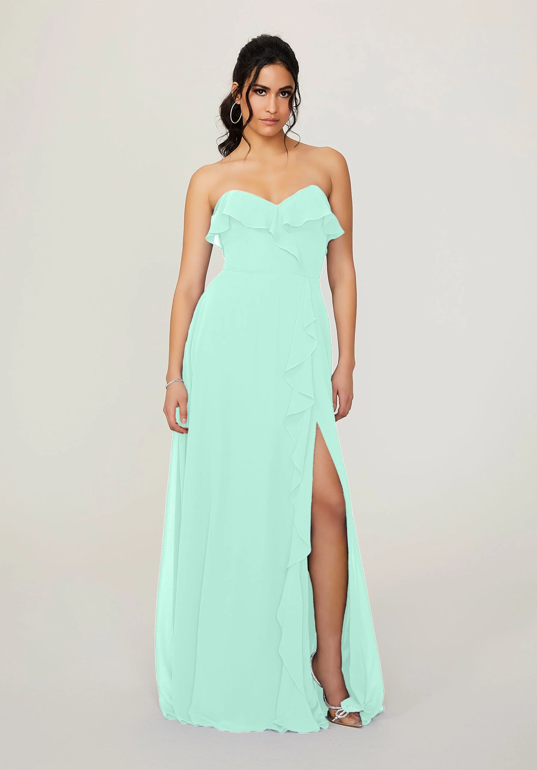 Ruffled Chiffon Strapless Bridesmaid Dress - Image 28