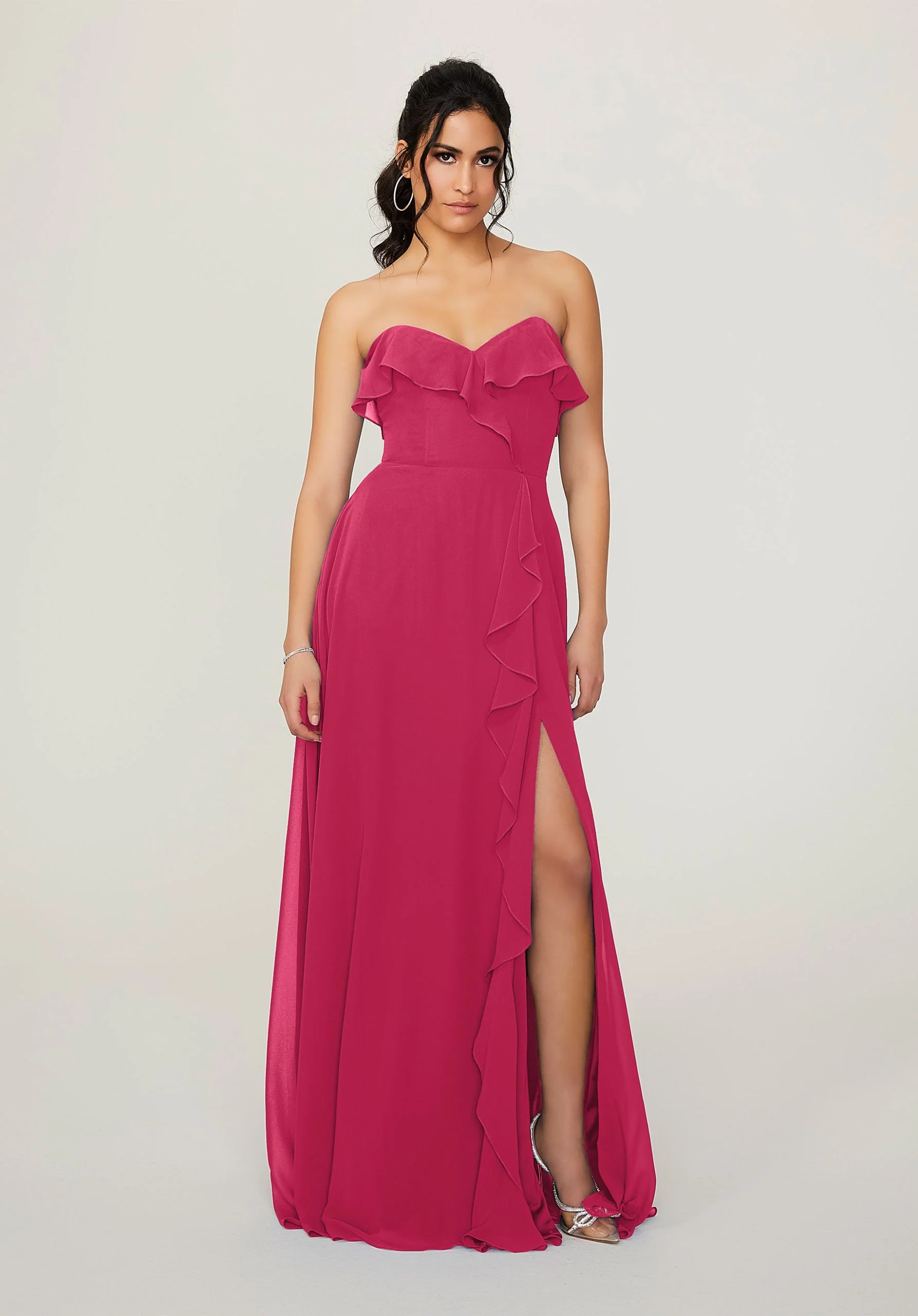 Ruffled Chiffon Strapless Bridesmaid Dress - Image 31