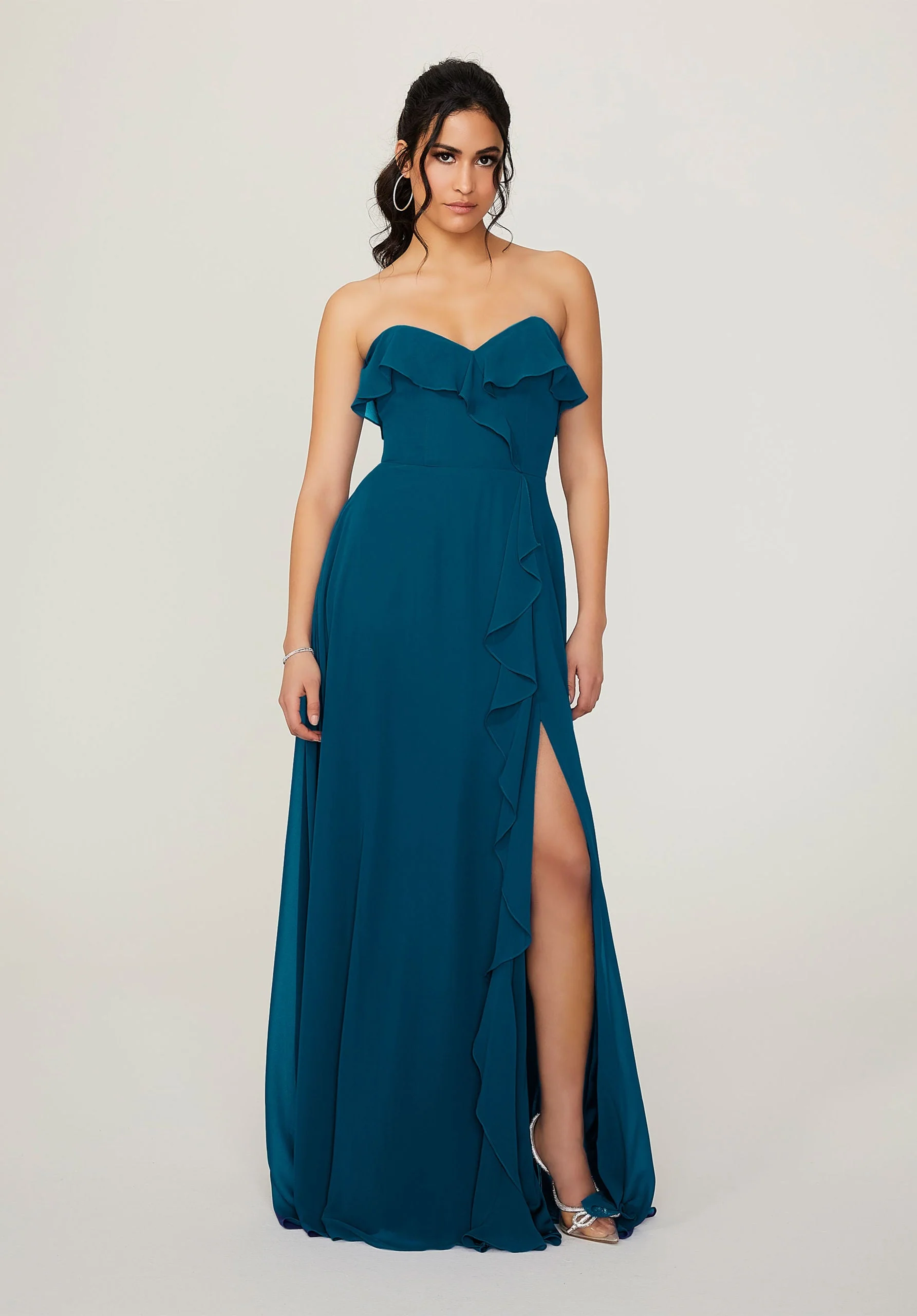 Ruffled Chiffon Strapless Bridesmaid Dress - Image 36