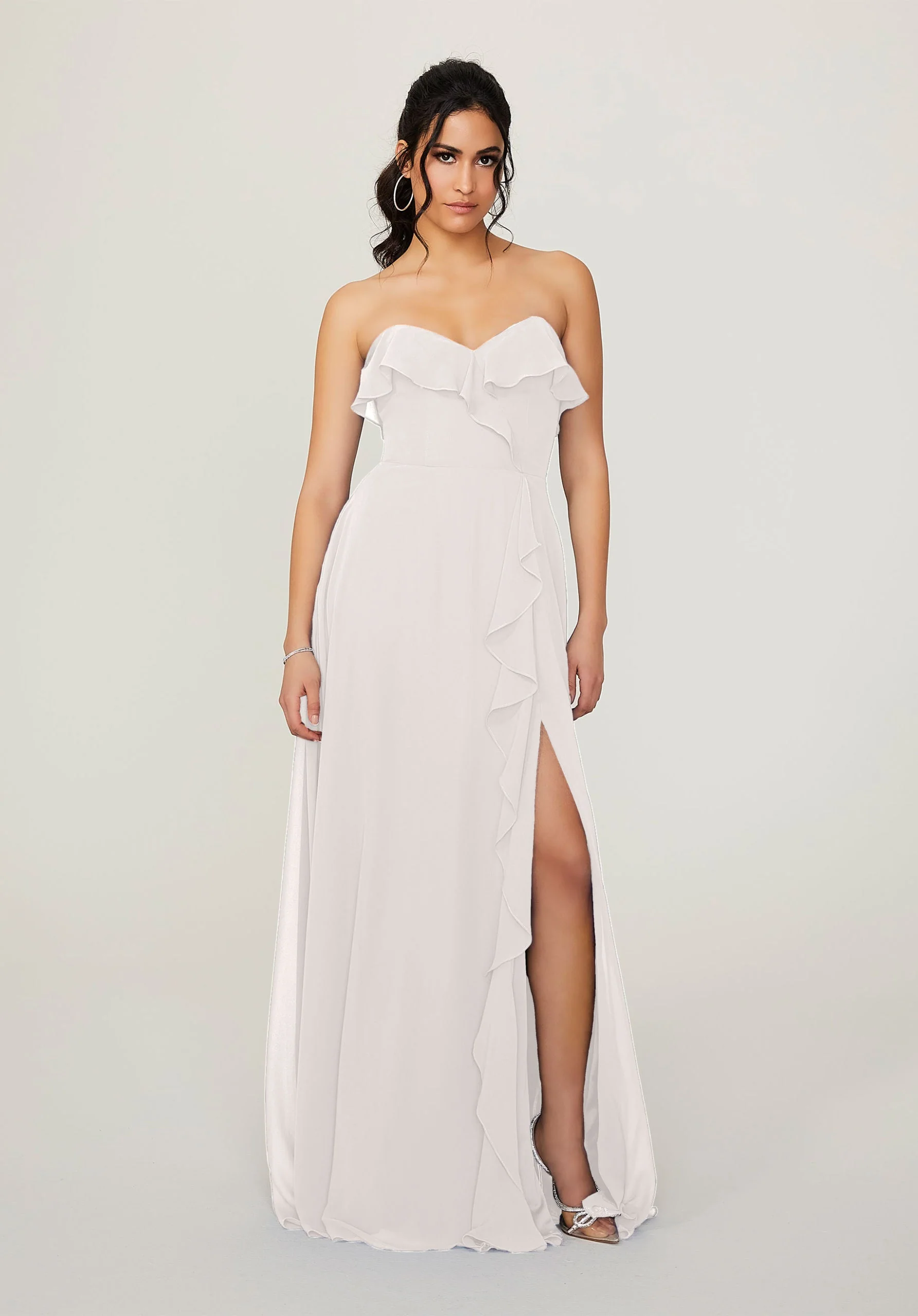 Ruffled Chiffon Strapless Bridesmaid Dress - Image 42