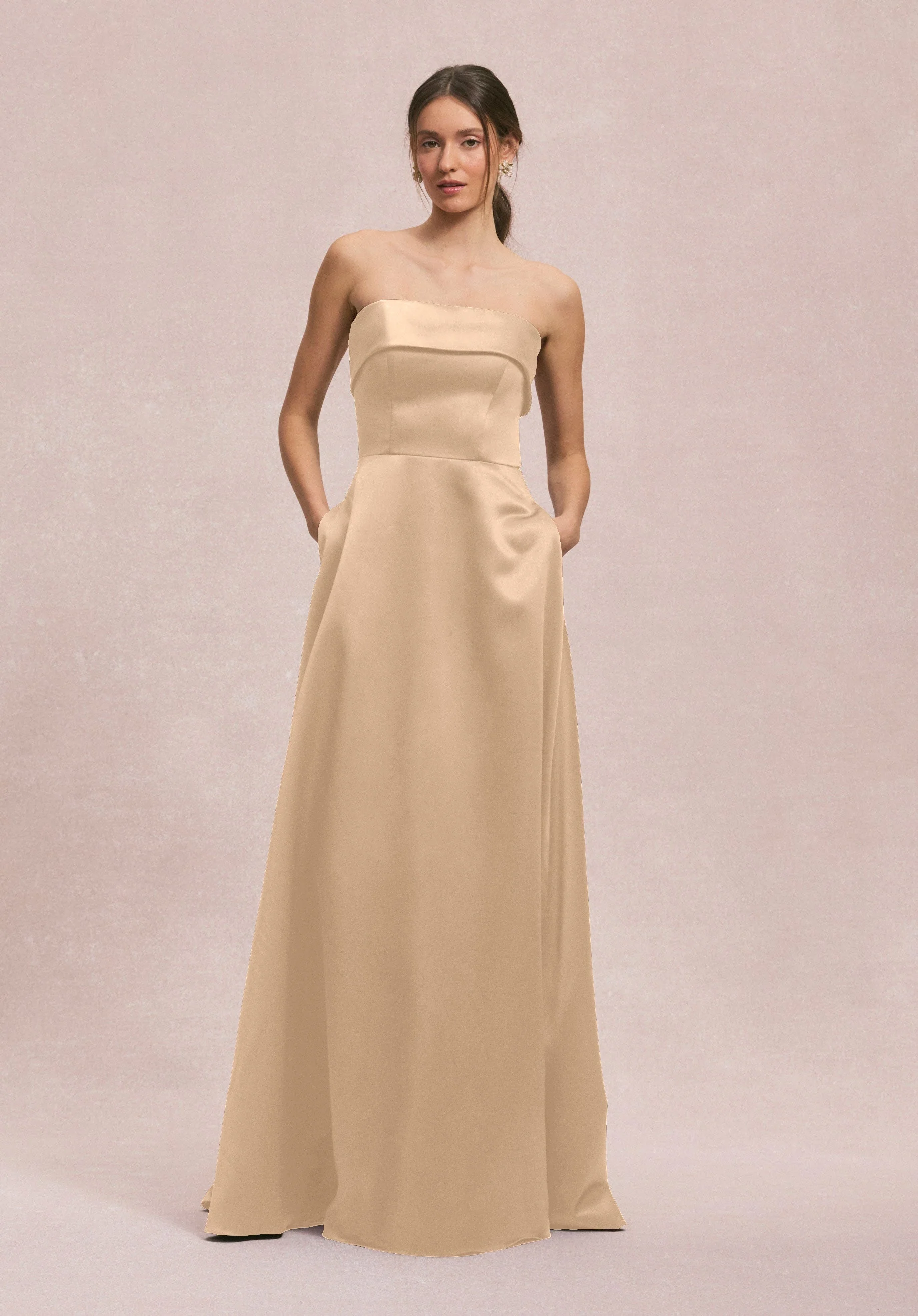 Satin A-Line Bridesmaid Dress with Cuffed Neckline - Image 15